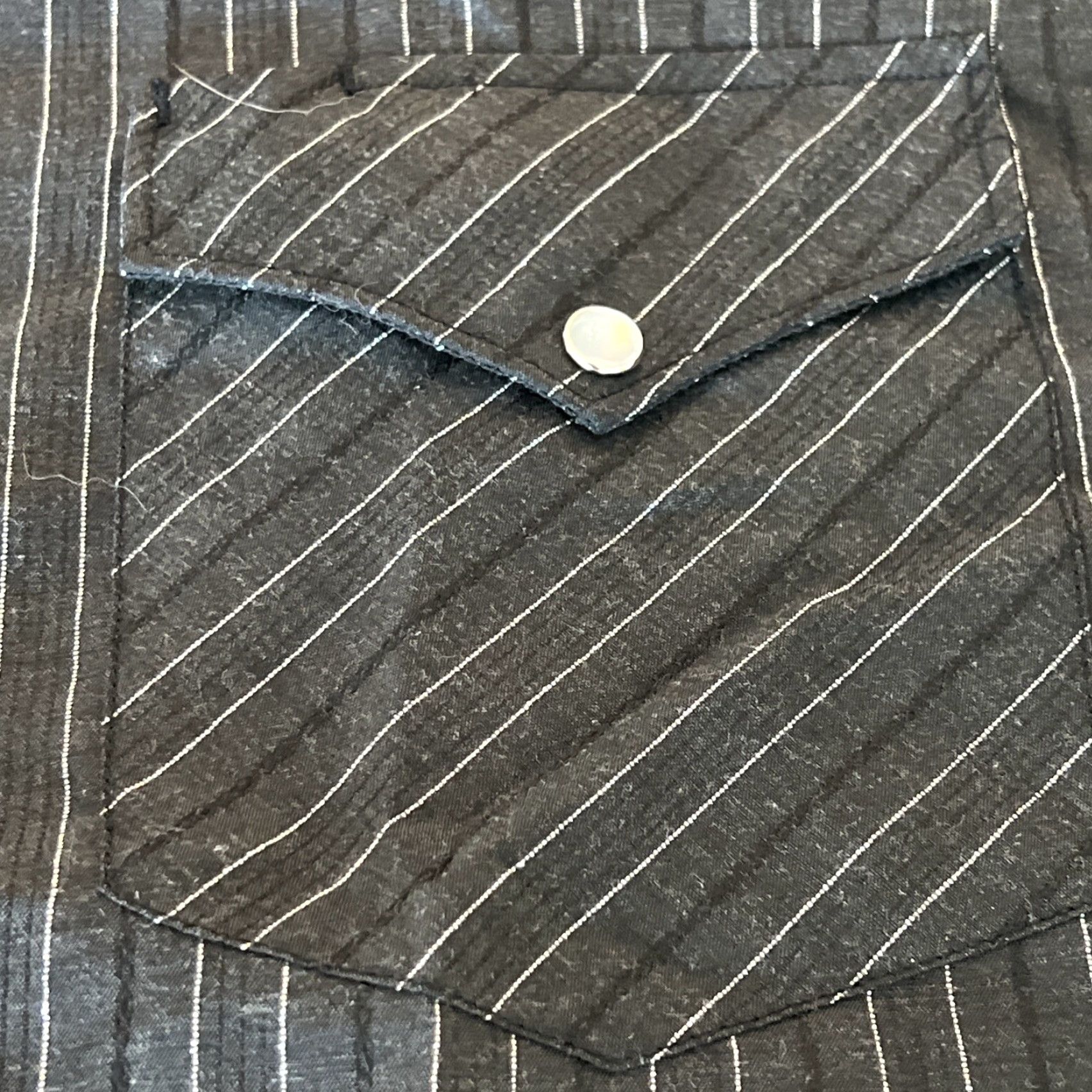 Vintage VINTAGE Corral West Ranch Wear Men’s Large Pearl Snap Striped Short Sleeve USA Shirt Men L Black Striped USA Buttons Snap Size US 33 - 5 Thumbnail