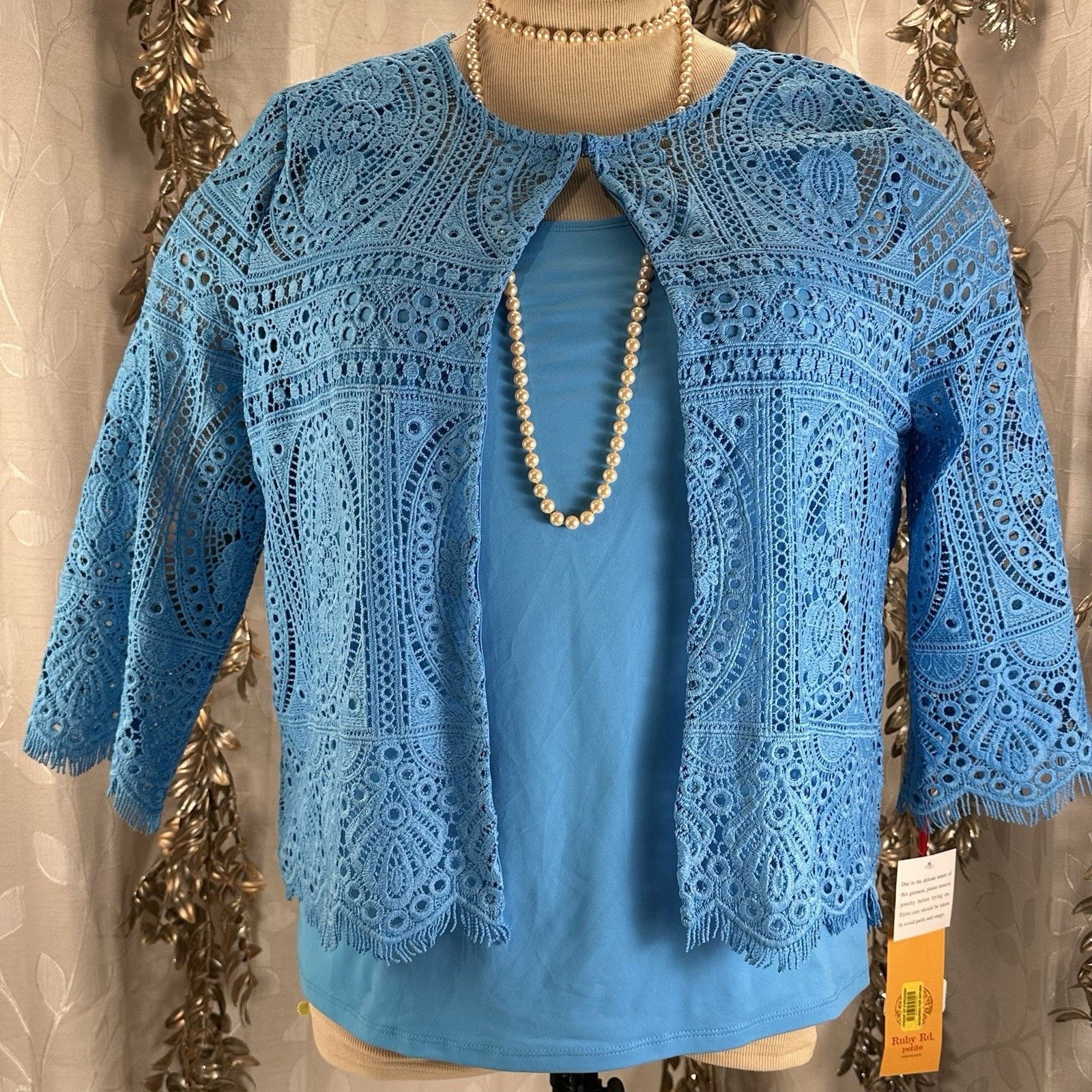 Other Ruby Rd. P XL Pool Blue Lace Jacket & Tank 2-Piece Set Size XL / US 12-14 / IT 48-50 - 1 Thumbnail