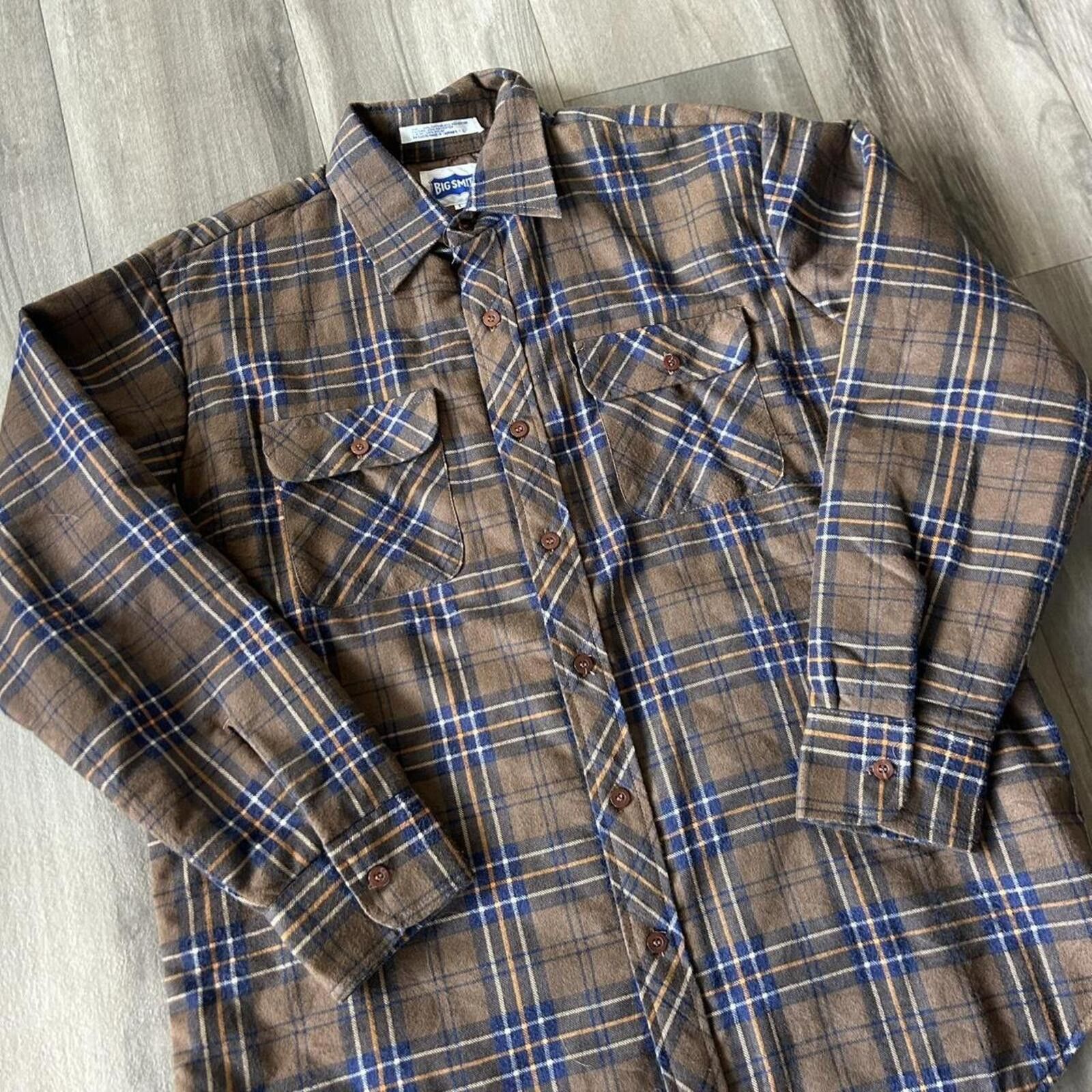 Other Vintage 90’s Brown Blue Plaid Button Up Flannel Big Smith L Size US L / EU 52-54 / 3 - 2 Thumbnail