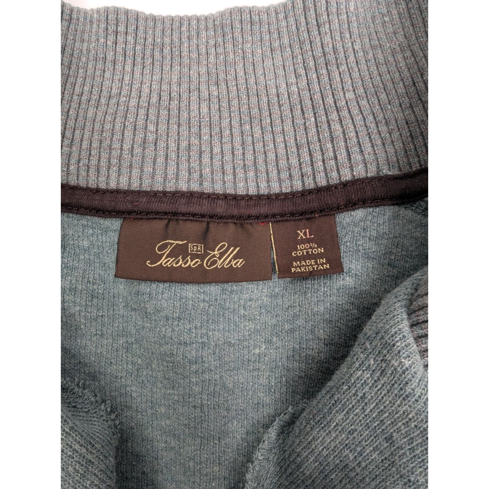 Tasso Elba Tasso Elba Sweater 1/4 Zip Pullover Men's XL 100% Cotton High Neck Light Sage Grey Blue Size US XL / EU 56 / 4 - 7 Thumbnail