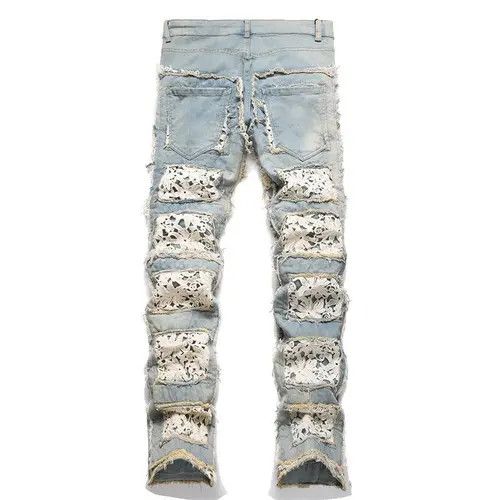 VIBE Floral Patchwork Distressed Baggy Denim Jeans Size US 30 / EU 46 - 5 Thumbnail