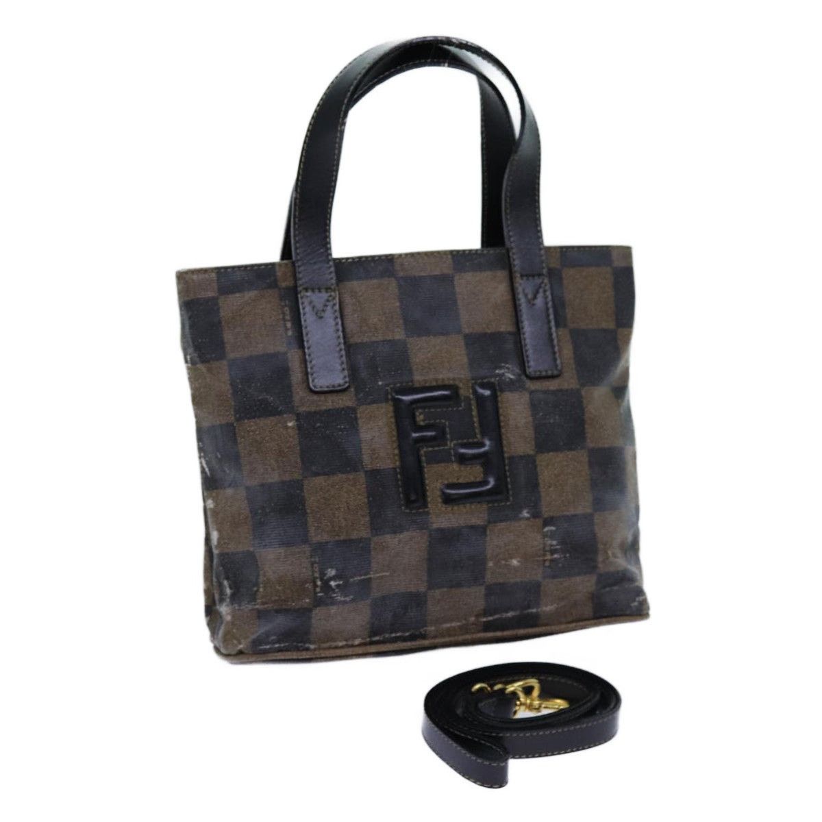 Fendi FENDI Pecan Canvas Hand Bag Brown Black Size ONE SIZE - 1 Thumbnail