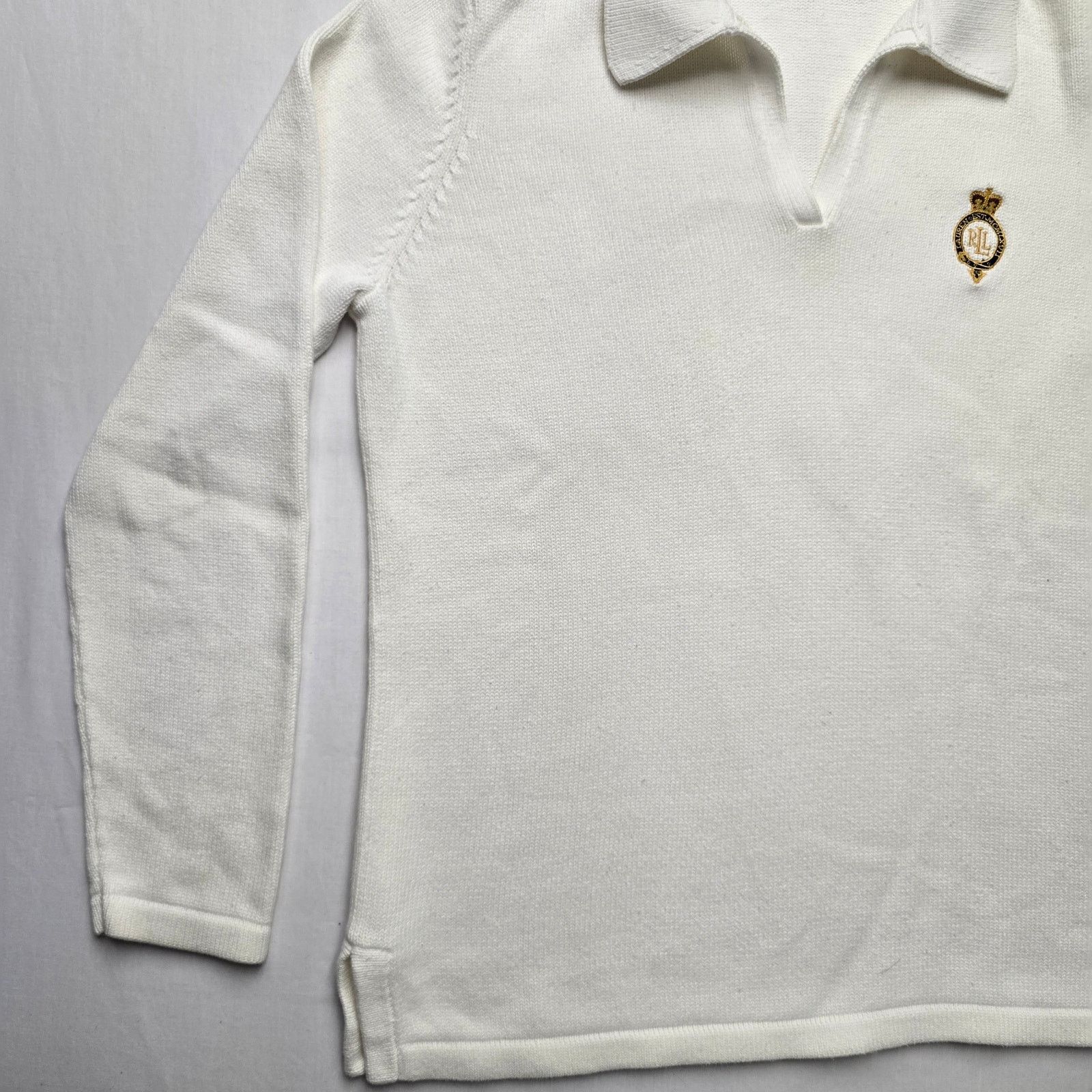 Lauren Ralph Lauren × Vintage Vintage Lauren Ralph Lauren White Logo Crest PL Sweater Size L / US 10 / IT 46 - 3 Thumbnail