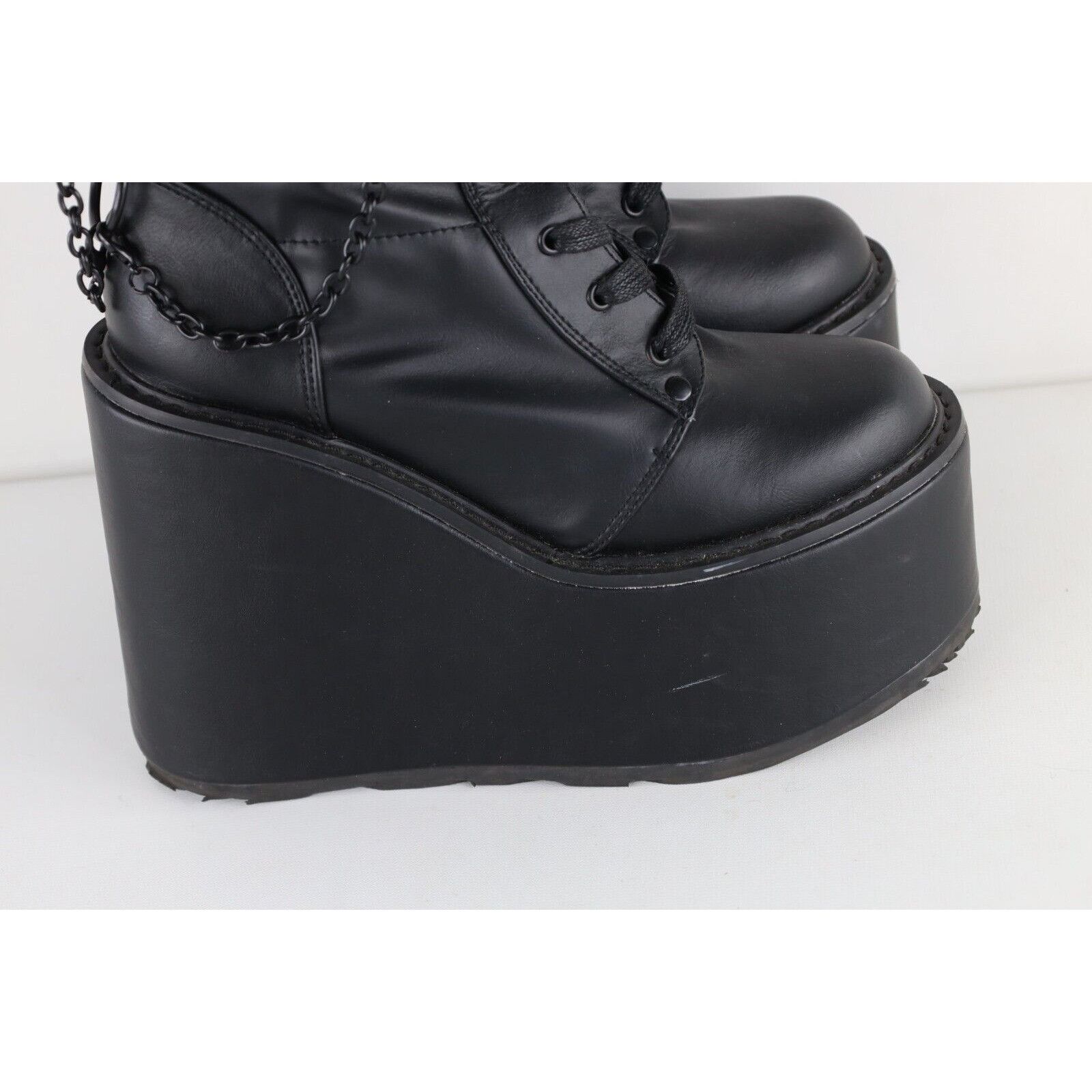 Vintage Vintage 90s Y2K Gothic Chain Dominatrix Platform Boots Size US 9 / IT 39 - 5 Thumbnail