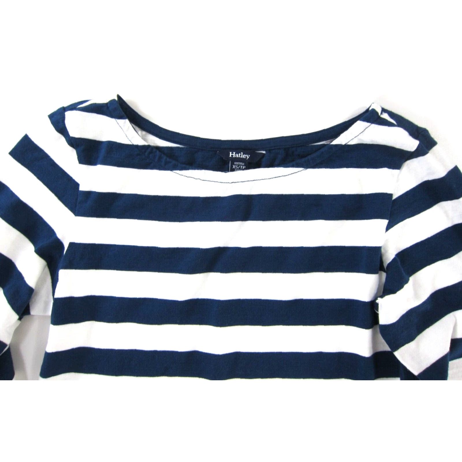 Vintage Hatley Navy Blue White Stripe Cotton Stretch Long Sleeve Midi Shirt Dress XS Size XS / US 0-2 / IT 36-38 - 4 Thumbnail