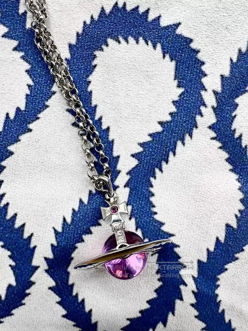 Vivienne Westwood Vivienne Westwood Purple Large Orb Saturn Planet Necklace Size ONE SIZE - 2 Thumbnail