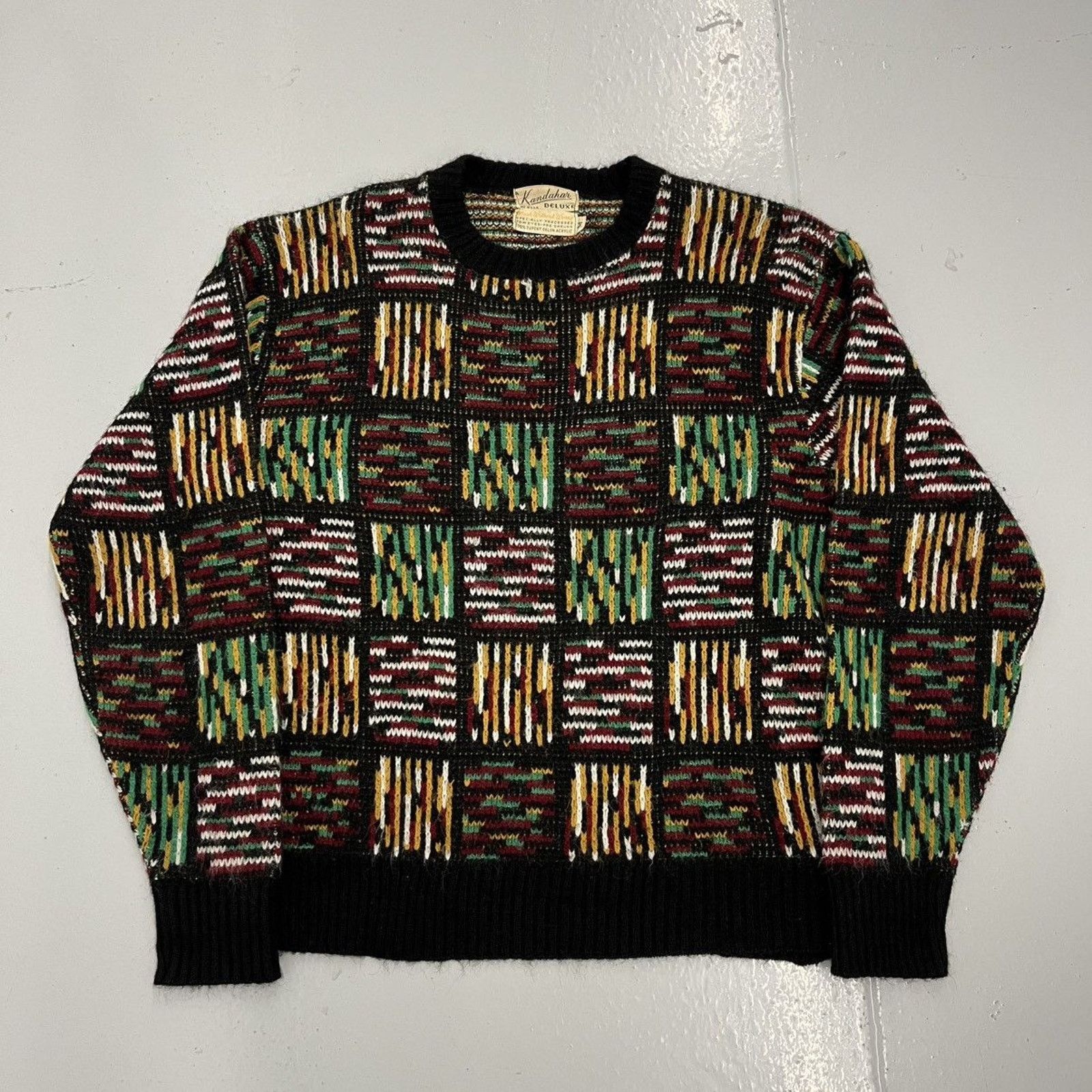 Other Vintage 60s Kandahar Deluxe Black Geometric Pattern Sweater Size US M / EU 48-50 / 2 - 1 Thumbnail