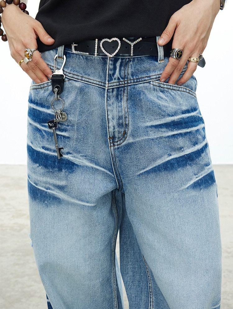Japanese Brand × Jean × Vintage High street vintage washed crease denim Size US 33 - 7 Thumbnail
