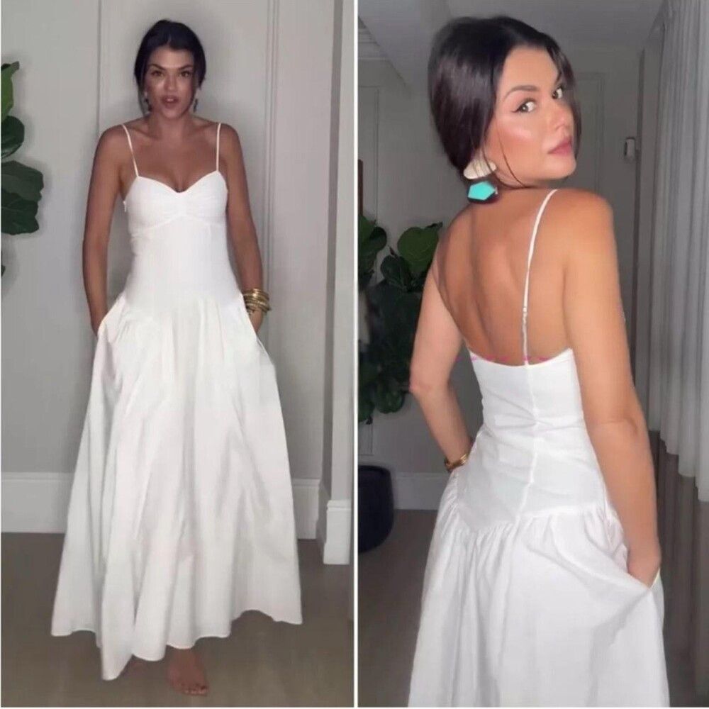 Zara Zara White Cotton Strappy Gabardine Dress Size XS / US 0-2 / IT 36-38 - 3 Thumbnail