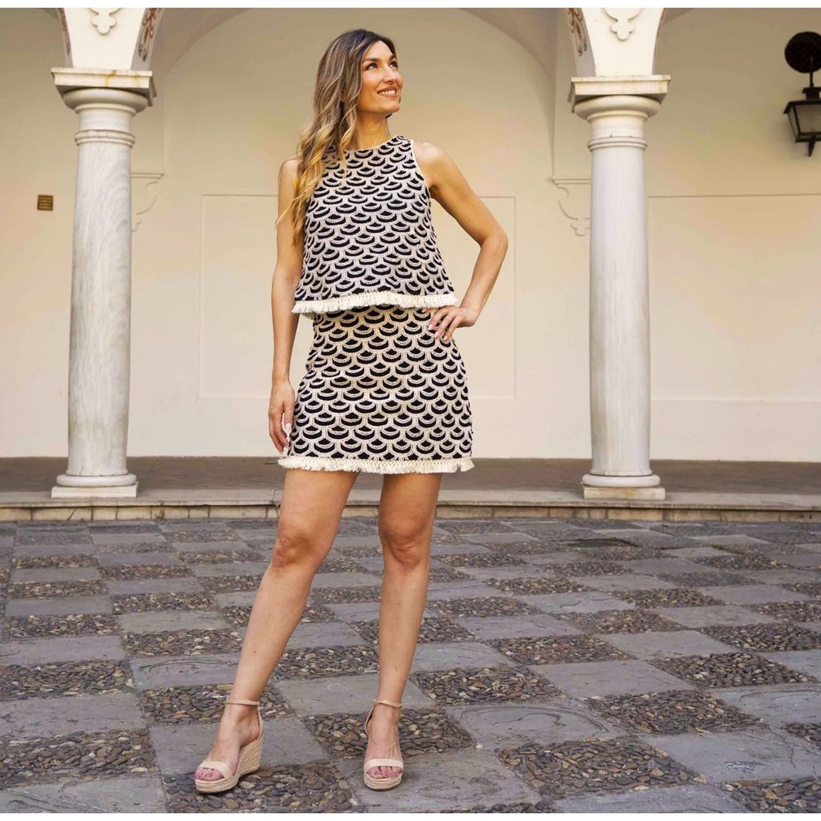 Mango Mango Crochet Co-Ord Set Resort Mini Skirt NWT Size L / US 10 / IT 46 - 19 Thumbnail