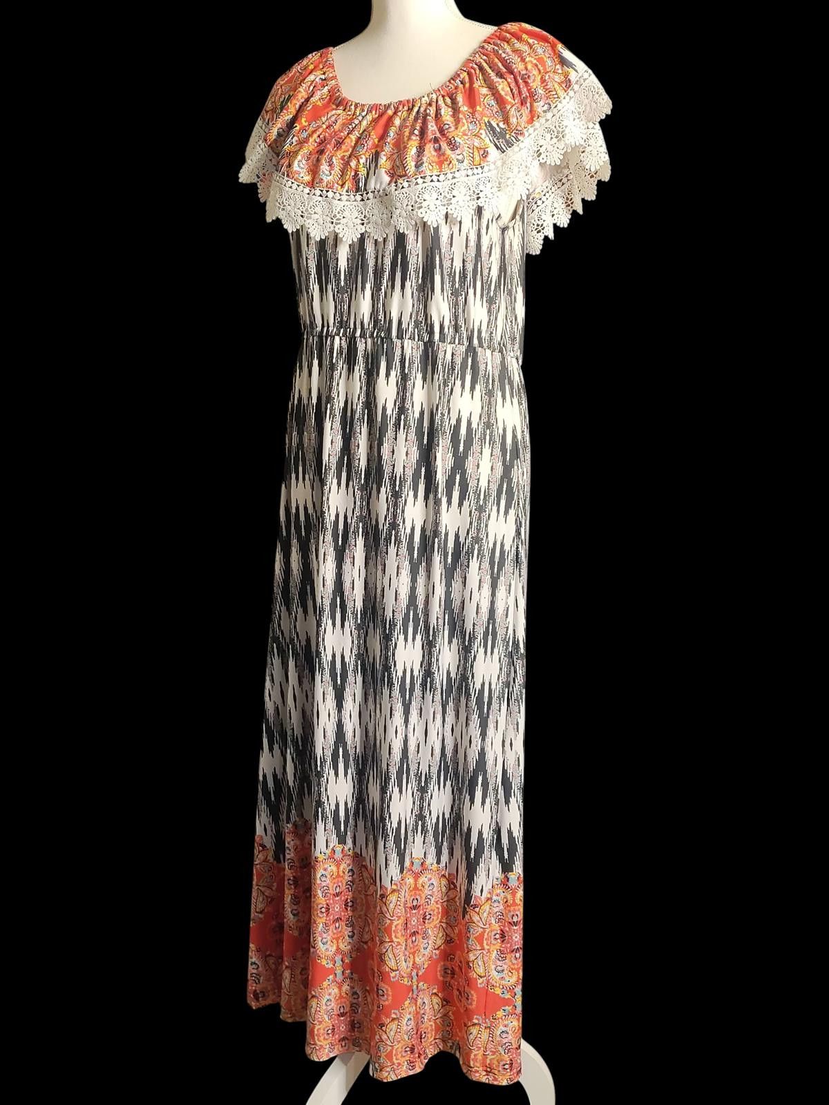 Unknown London Me 2 Magic Bohemian Off-Shoulder Maxi Dress with Lace Detail Size XL / US 12-14 / IT 48-50 - 4 Thumbnail