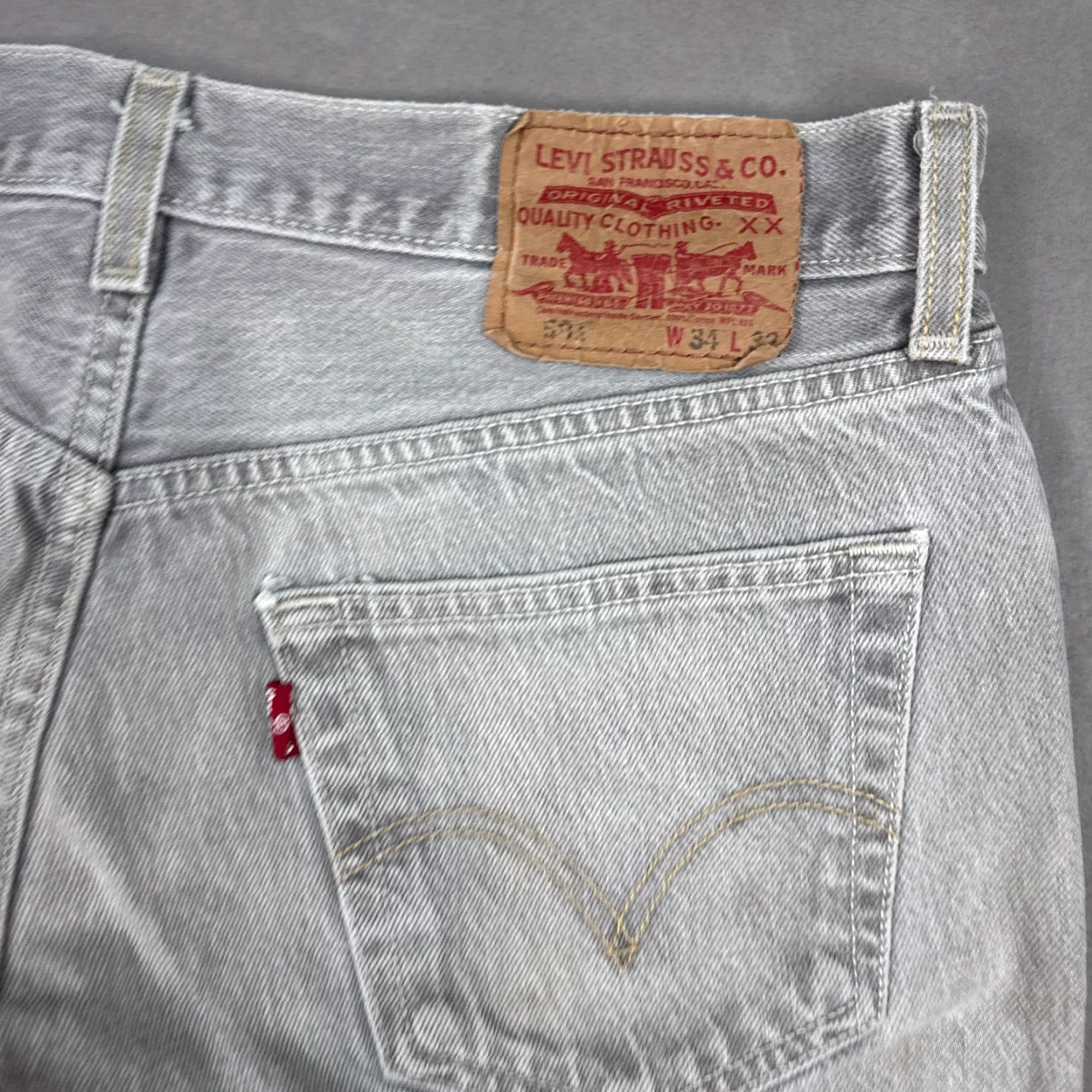 Levi's Levi's 501 Jeans Mens Gray Button Fly Distressed Thrashed 32x29 Straight Denim Pants Size US 34 / EU 50 - 6 Thumbnail