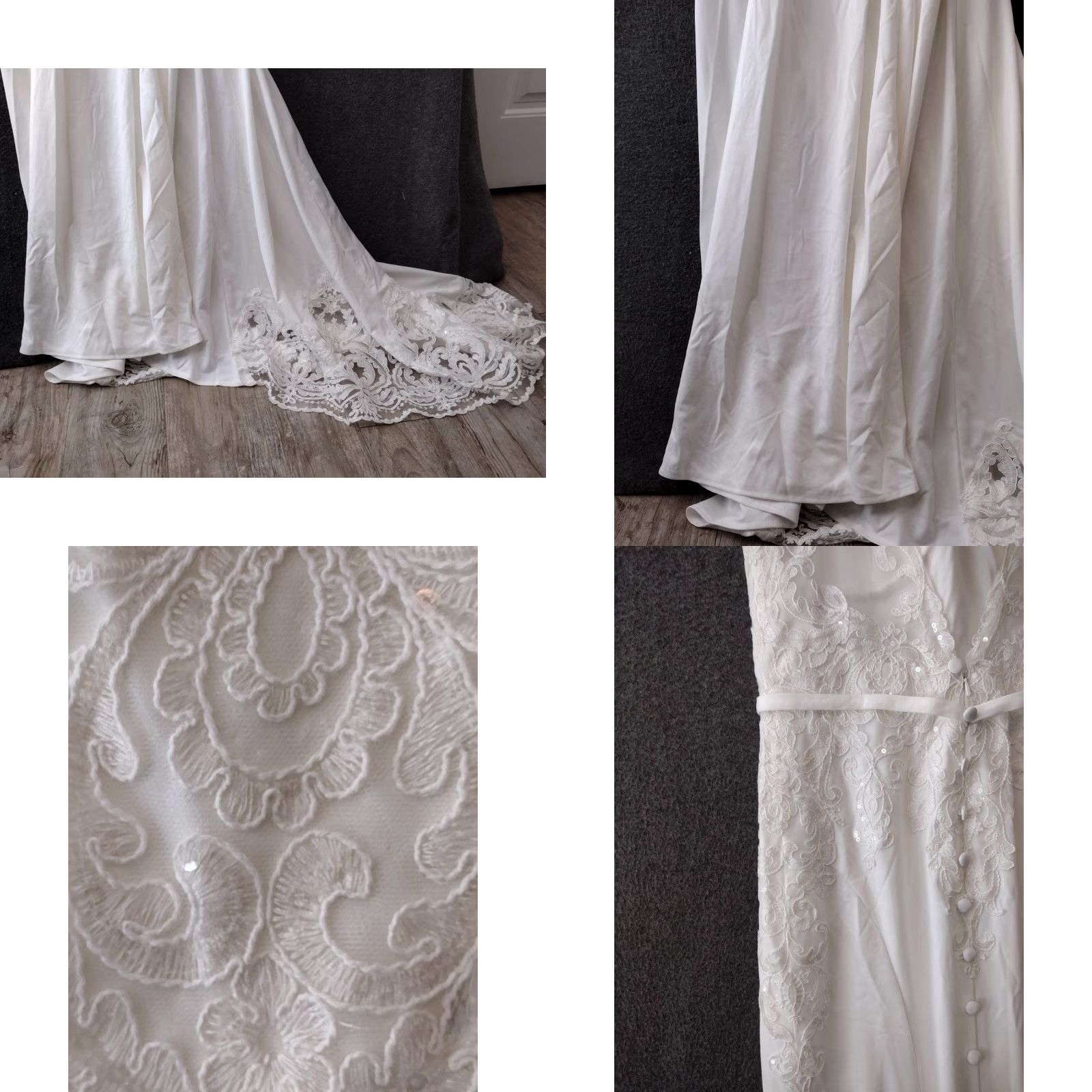Vintage Wedding White Dress With Tank Top Sleeves Lace And Train Size 6 Dress Size US S / EU 44-46 / 1 - 10 Thumbnail