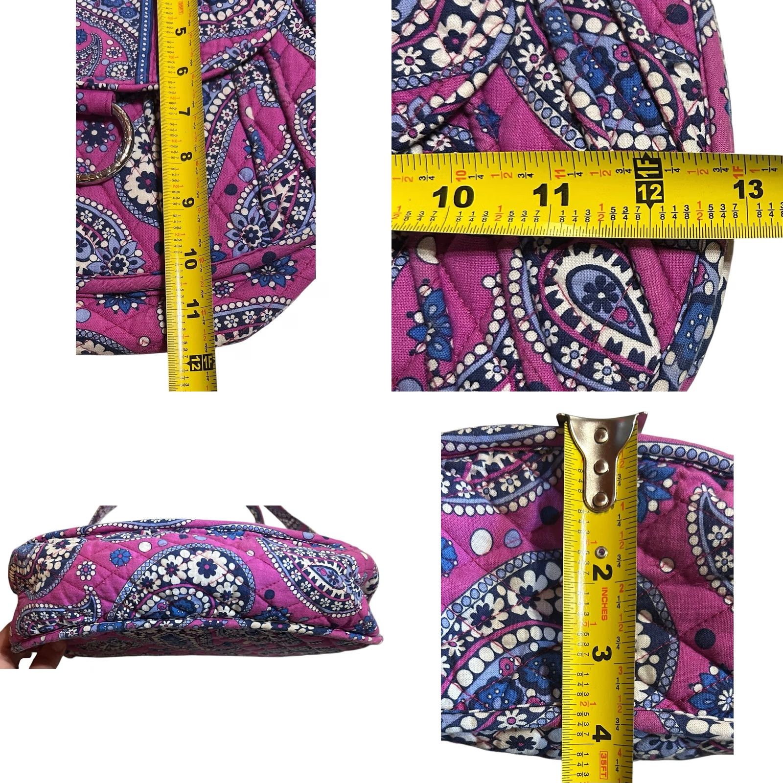 Vintage Vera Bradley Hobo Saddle Bag Boysenberry Purse Crossbody Shoulder Women Large Purple Pattern Paisley Quilted Size ONE SIZE - 8 Thumbnail
