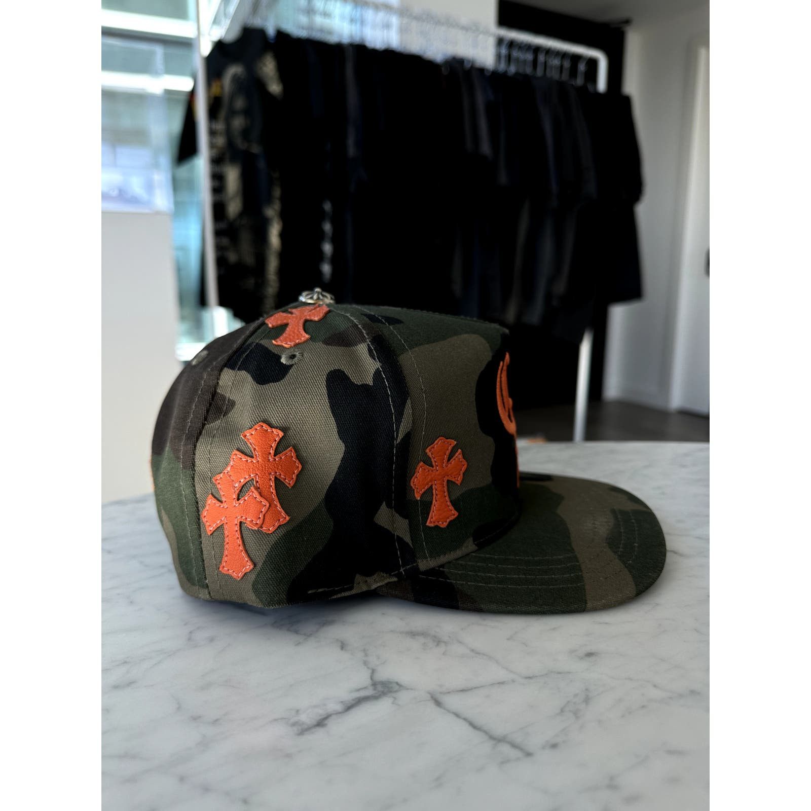 Chrome Hearts CHROME HEARTS CAMO/ORANGE CROSS PATCH HAT 2024