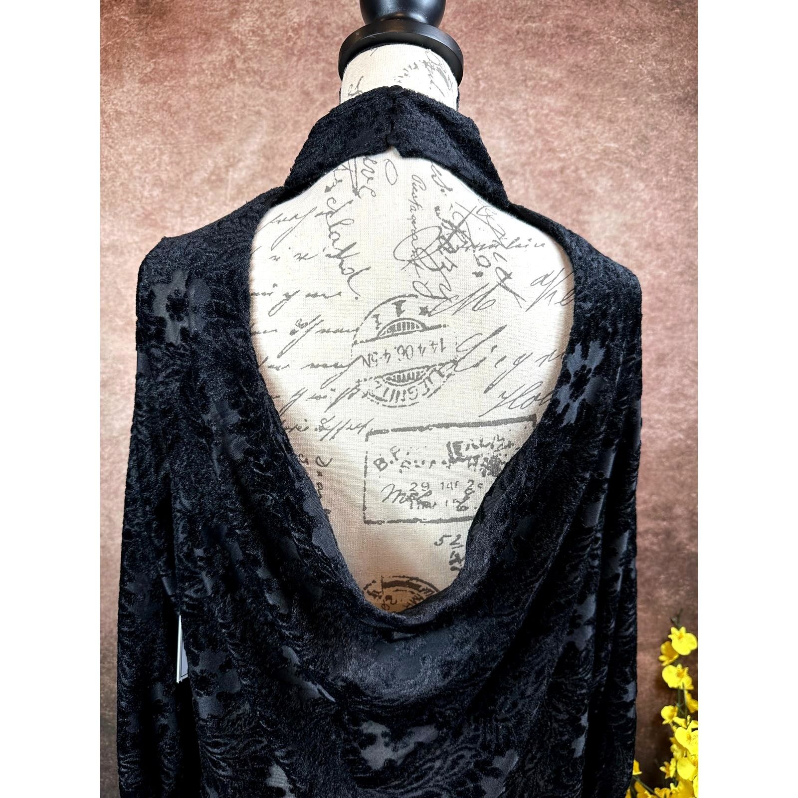 Other 1. State High Neck Open Back Long Sleeve Blouse Rich Black M Size M / US 6-8 / IT 42-44 - 2 Thumbnail