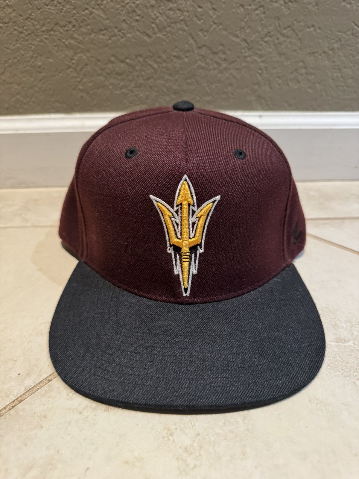 NCAA ASU Arizona Devils Pitchfork Snapback Hat Cap Burgyndy Black Size ONE SIZE - 1 Thumbnail