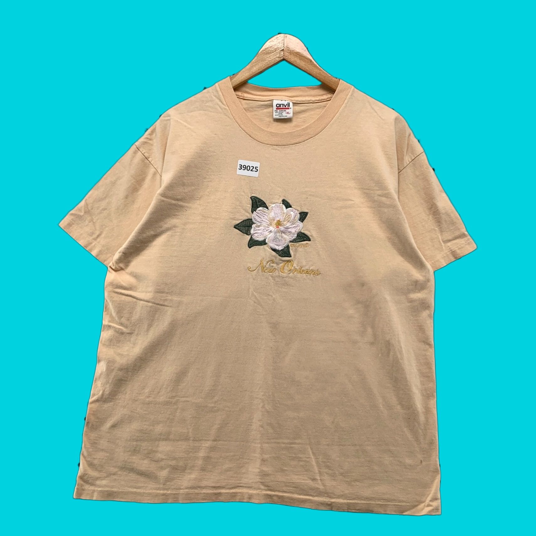 Anvil VINTAGE Anvil 90s Floral Shirt Adult XL Orange Single Stitch Flower USA Mens Size US XL / EU 56 / 4 - 1 Thumbnail