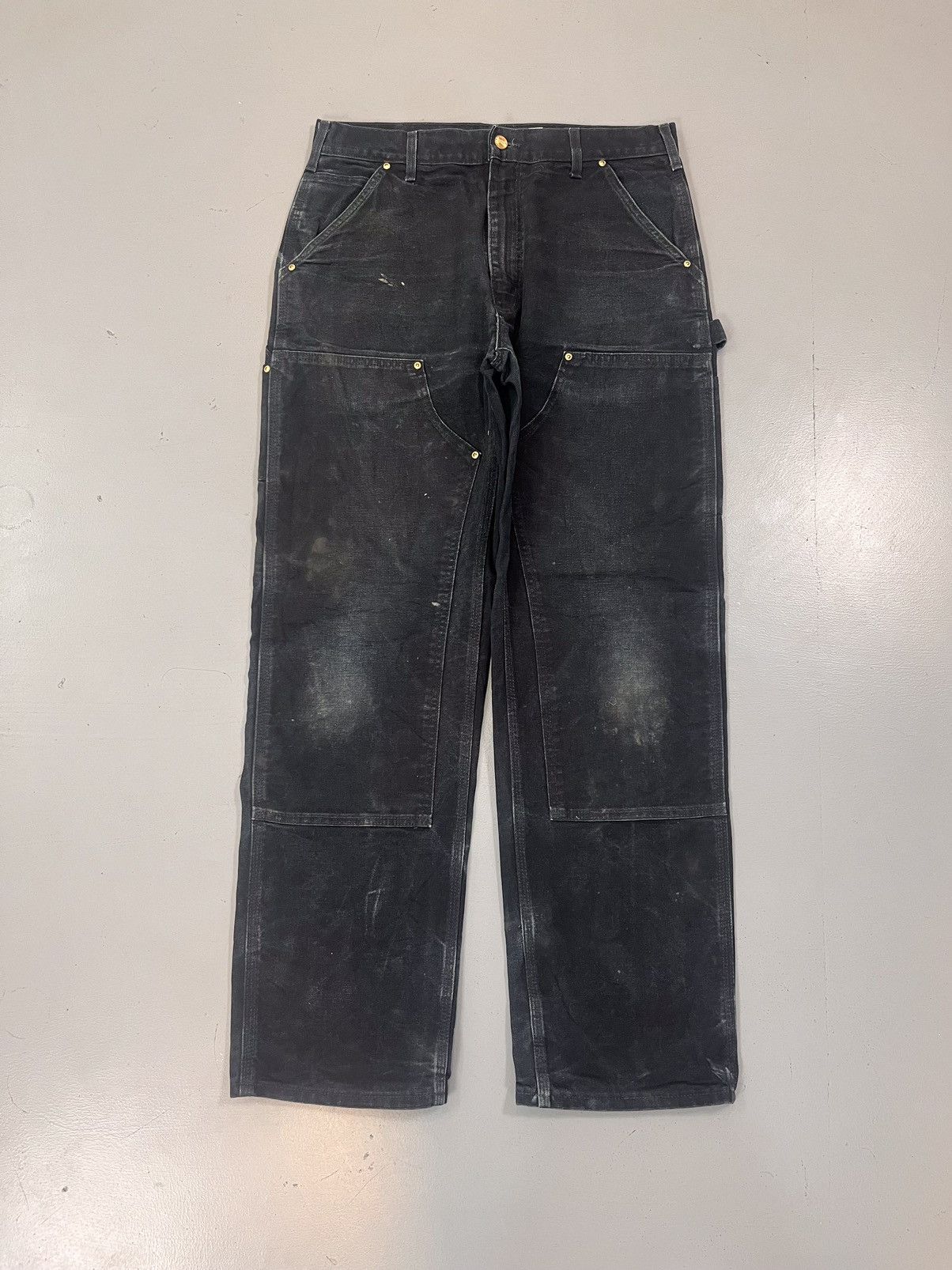 image of Sun Faded Vintage Carhartt B01 Blk Double Knee Denim in Black, Men's (Size 34)