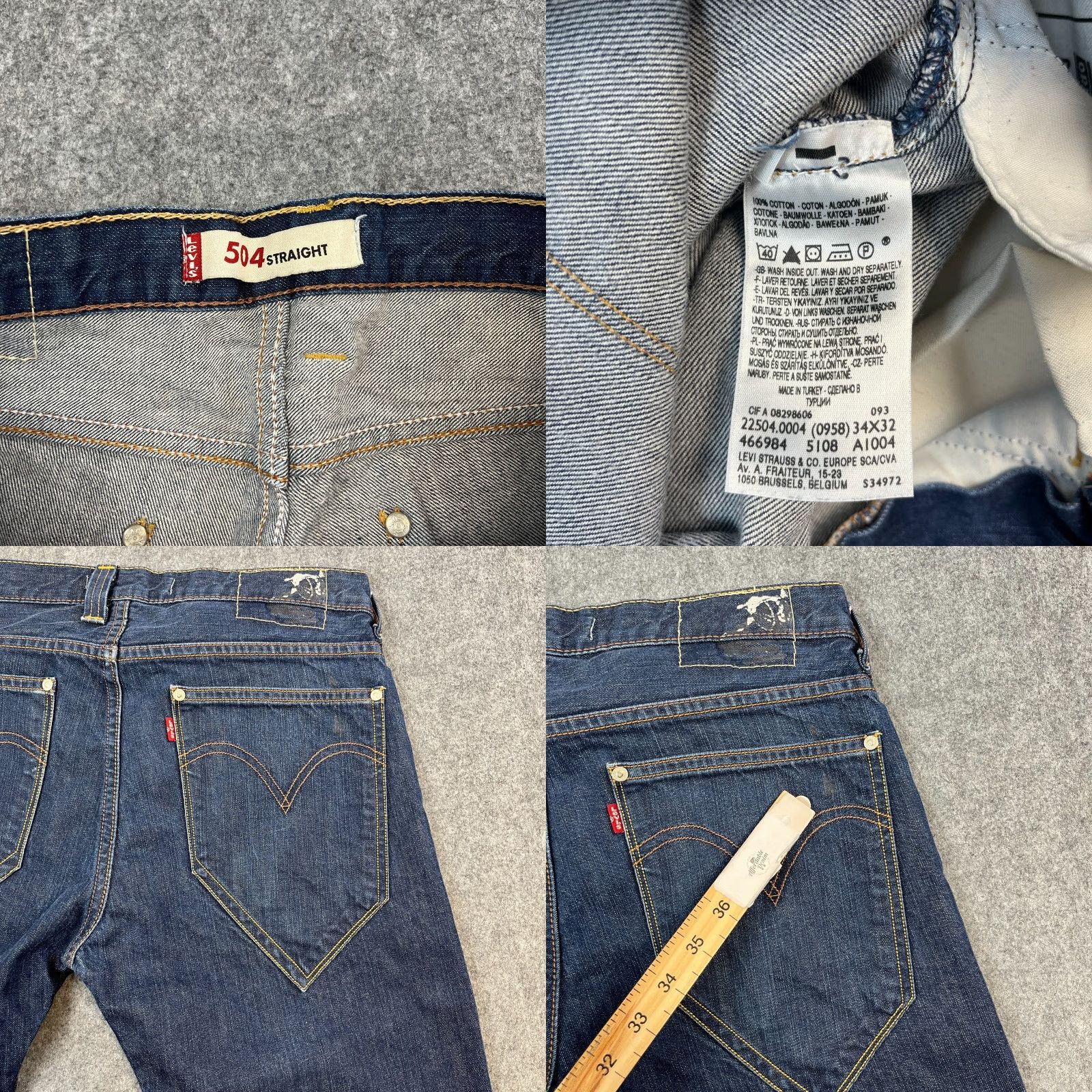 Levi's Levi's 504 Jeans Regular Straight 32 32 Dark Blue Indigo 100% Cotton Mens Vintage Jeans Regular Levi's 500 Series Size US 32 / EU 48 - 8 Thumbnail
