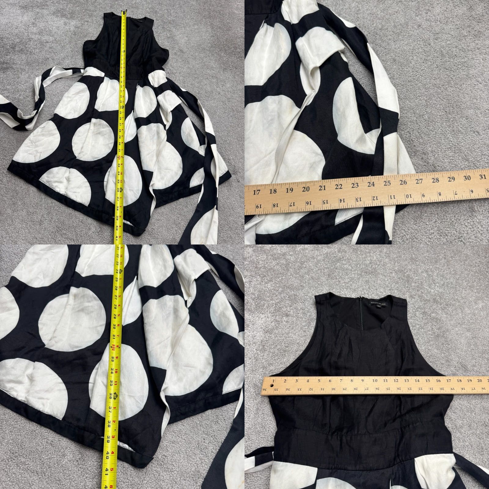Banana Republic Banana Republic Polka Dot Colorblock Dress Womens 12 Sleeveless Halter A-Line Linen Black White 70s? Size XL / US 12-14 / IT 48-50 - 9 Thumbnail
