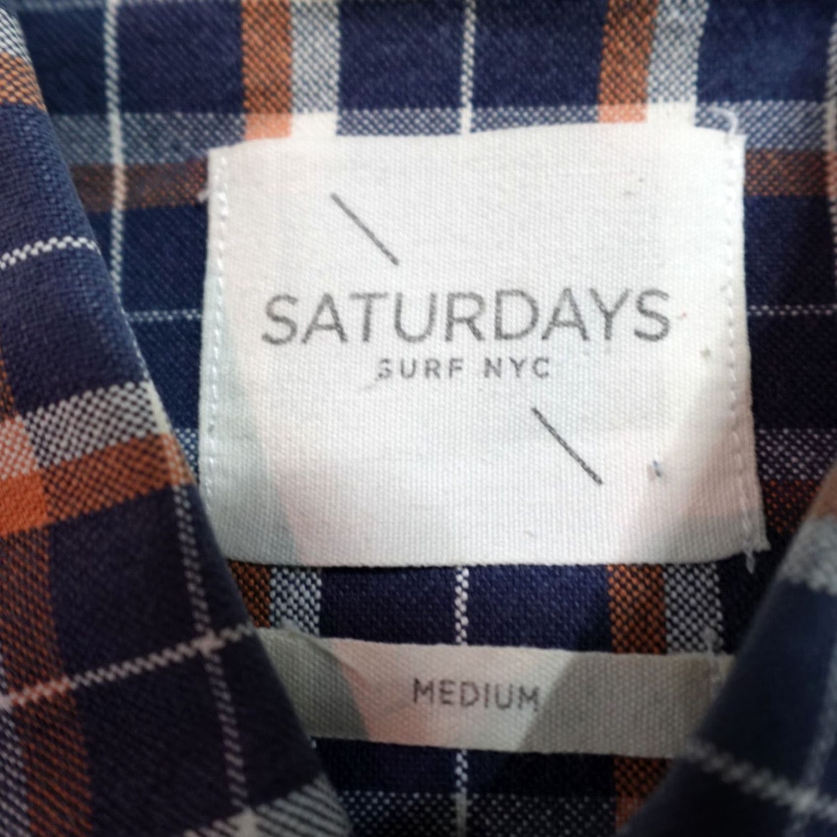 Saturdays NYC Saturdays NYC Shirt Medium Blue Plaid Long Sleeve OCBD Cotton Oxford Mens Size US M / EU 48-50 / 2 - 3 Thumbnail