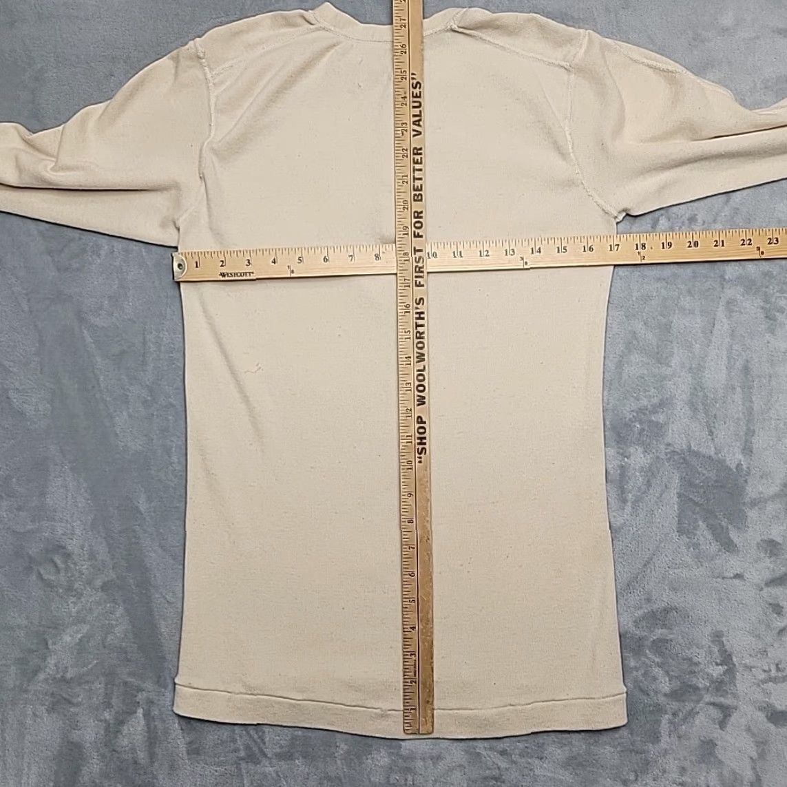 Vintage VINTAGE Thermal Henley Shirt Mens Beige Long Sleeve Military Wool Base Layer 60s 70s 80s Size US M / EU 48-50 / 2 - 6 Thumbnail