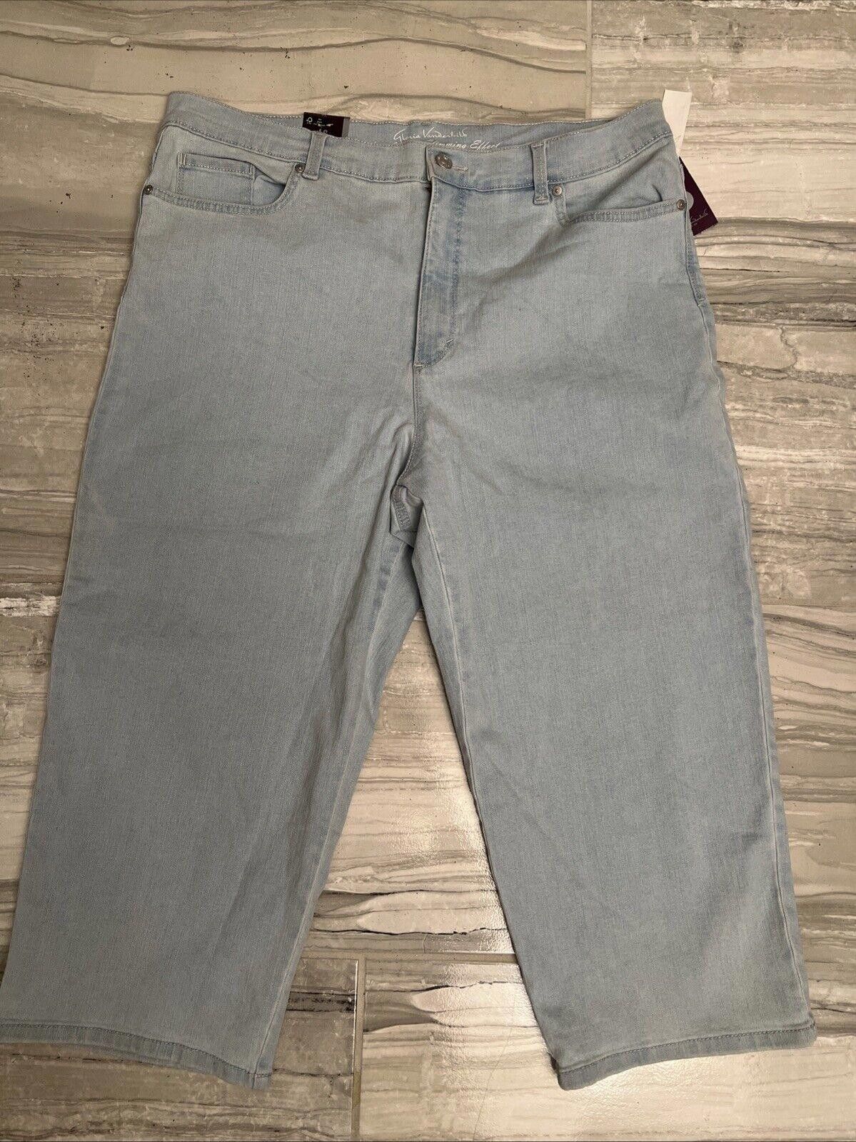 Designer Gloria Vanderbilt Women 18 Blue Crop Capri Pants Size 40" / US 18 - 1 Thumbnail