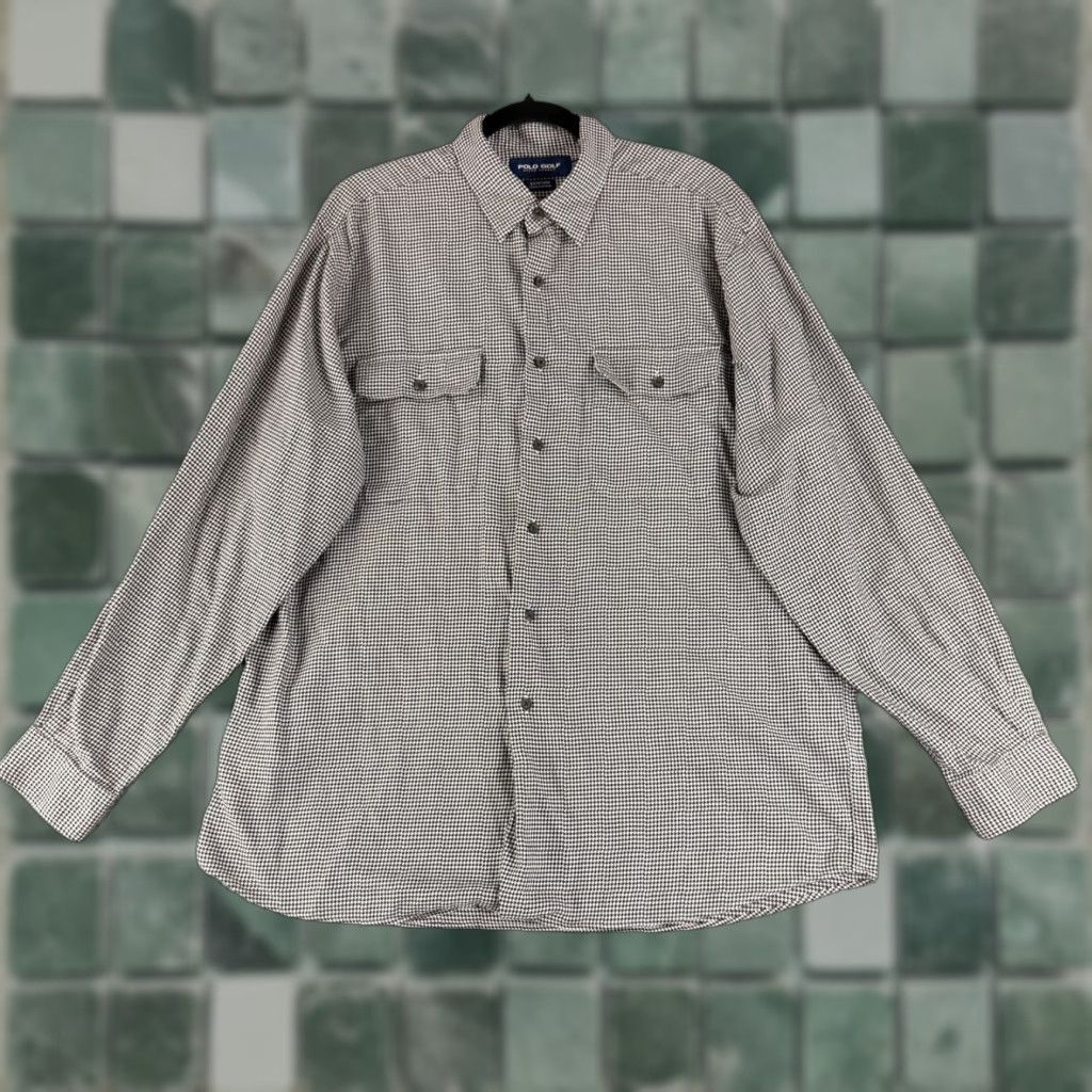 Ralph Lauren VINTAGE Polo Golf Ralph Lauren Button-Up Shirt Mens Large Black Benford Houndstooth VTG Size US L / EU 52-54 / 3 - 1 Thumbnail