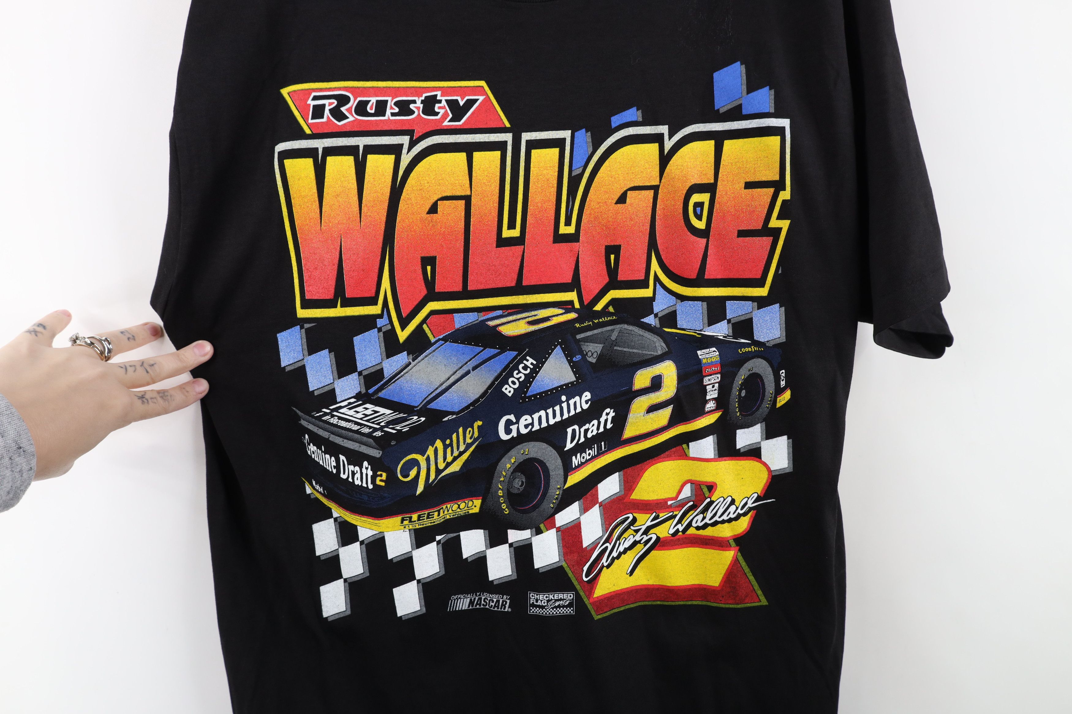 Vintage Vintage 90s NASCAR Rusty Wallace Racing Miller Lite T-Shirt Size US L / EU 52-54 / 3 - 4 Thumbnail