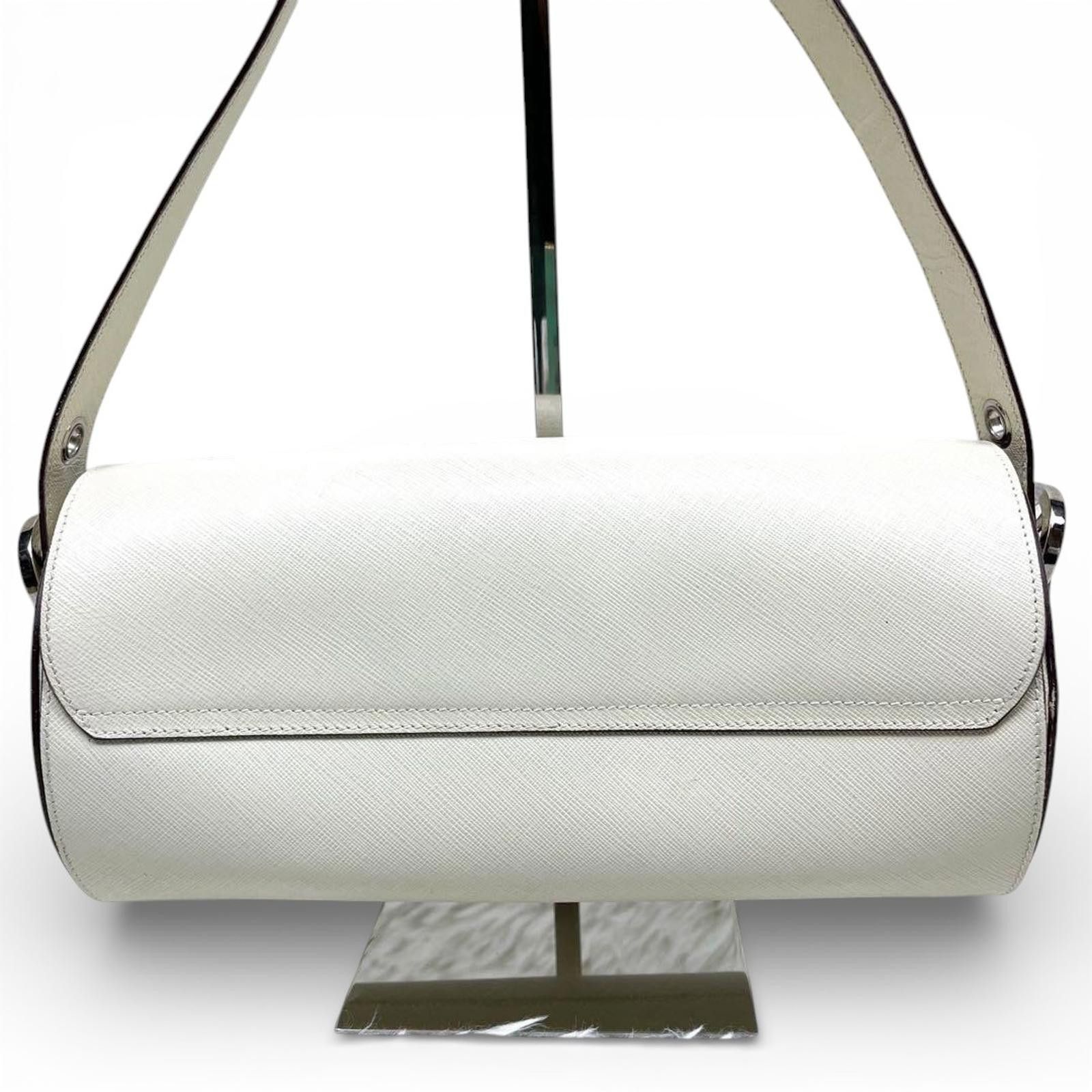 Salvatore Ferragamo Salvatore Ferragamo - White Leather Cylindrical Shoulder Bag Size ONE SIZE - 3 Thumbnail