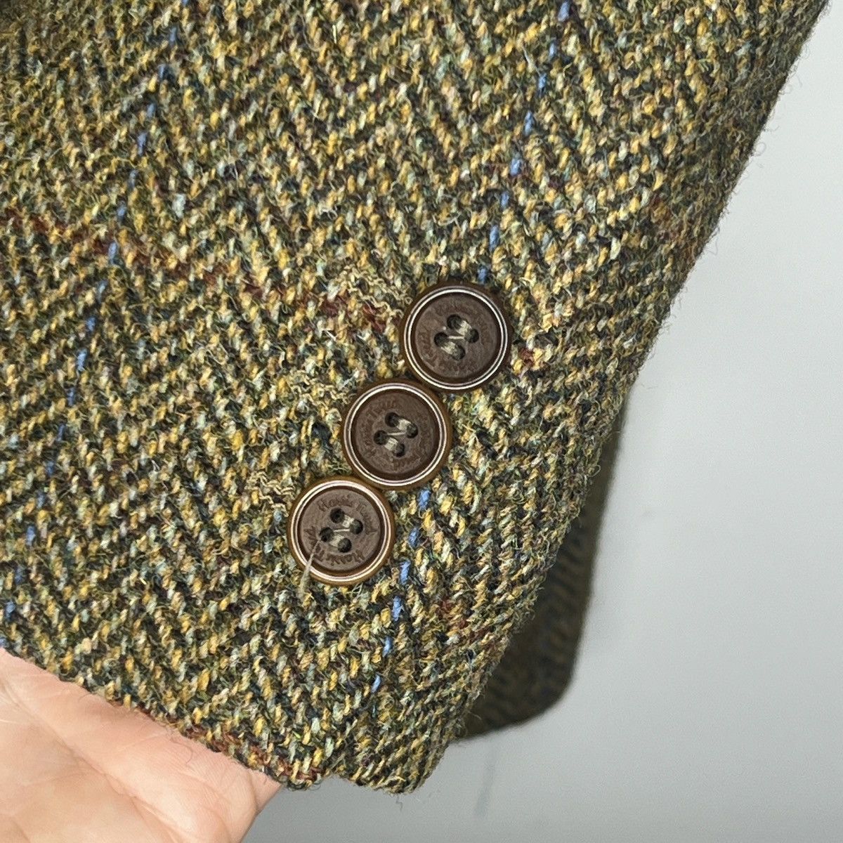 Designer × Harris Tweed × Vintage Vtg Harris Tweed Khaki Green Coat WOOL Jacket Blazer 40 R Size 40R - 6 Thumbnail