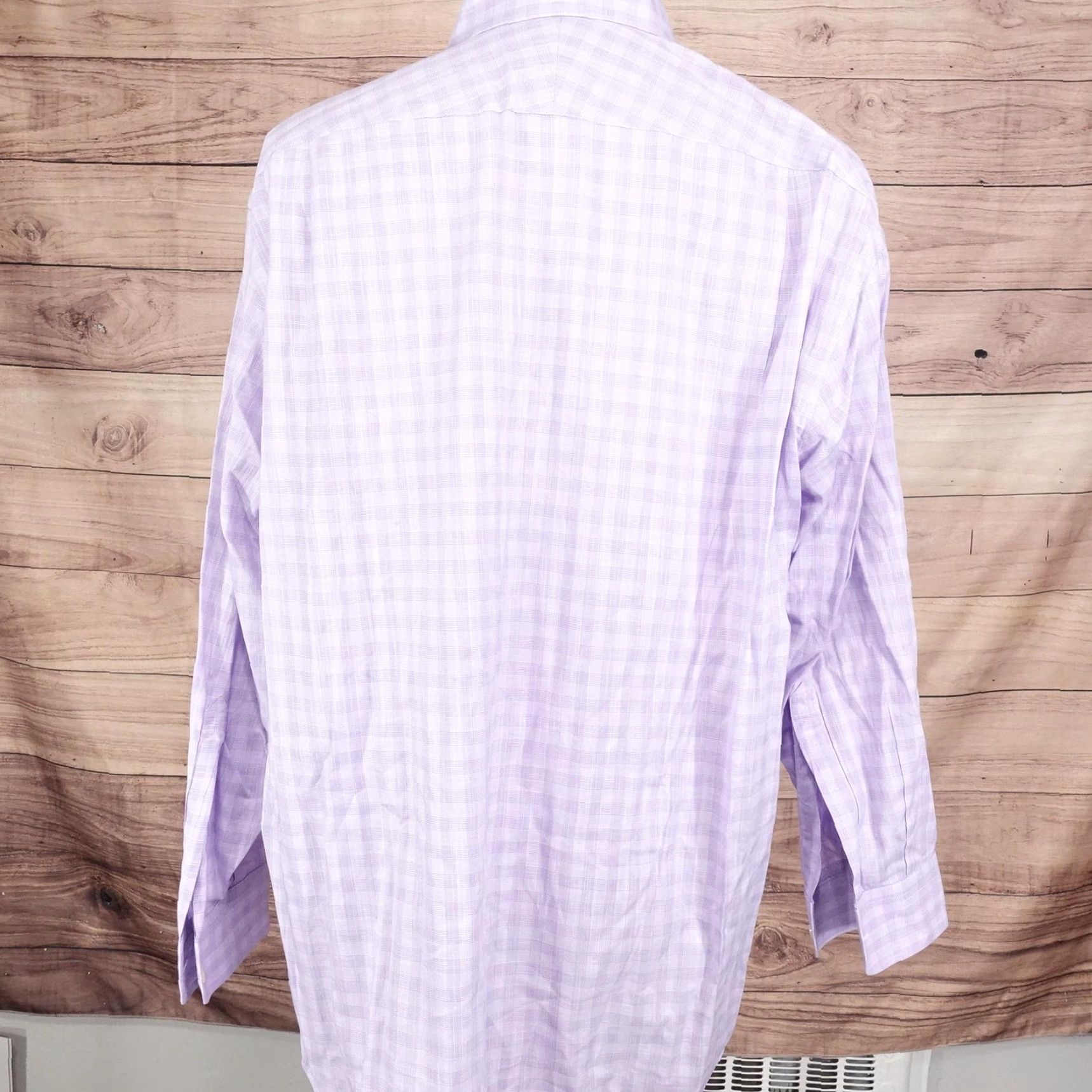 Charles Tyrwhitt VINTAGE Charles Tyrwhitt Dress Shirt Mens 17.5 34 XL Long Sleeve Cotton Purple Check Classic Fit Business Size 46R - 4 Thumbnail