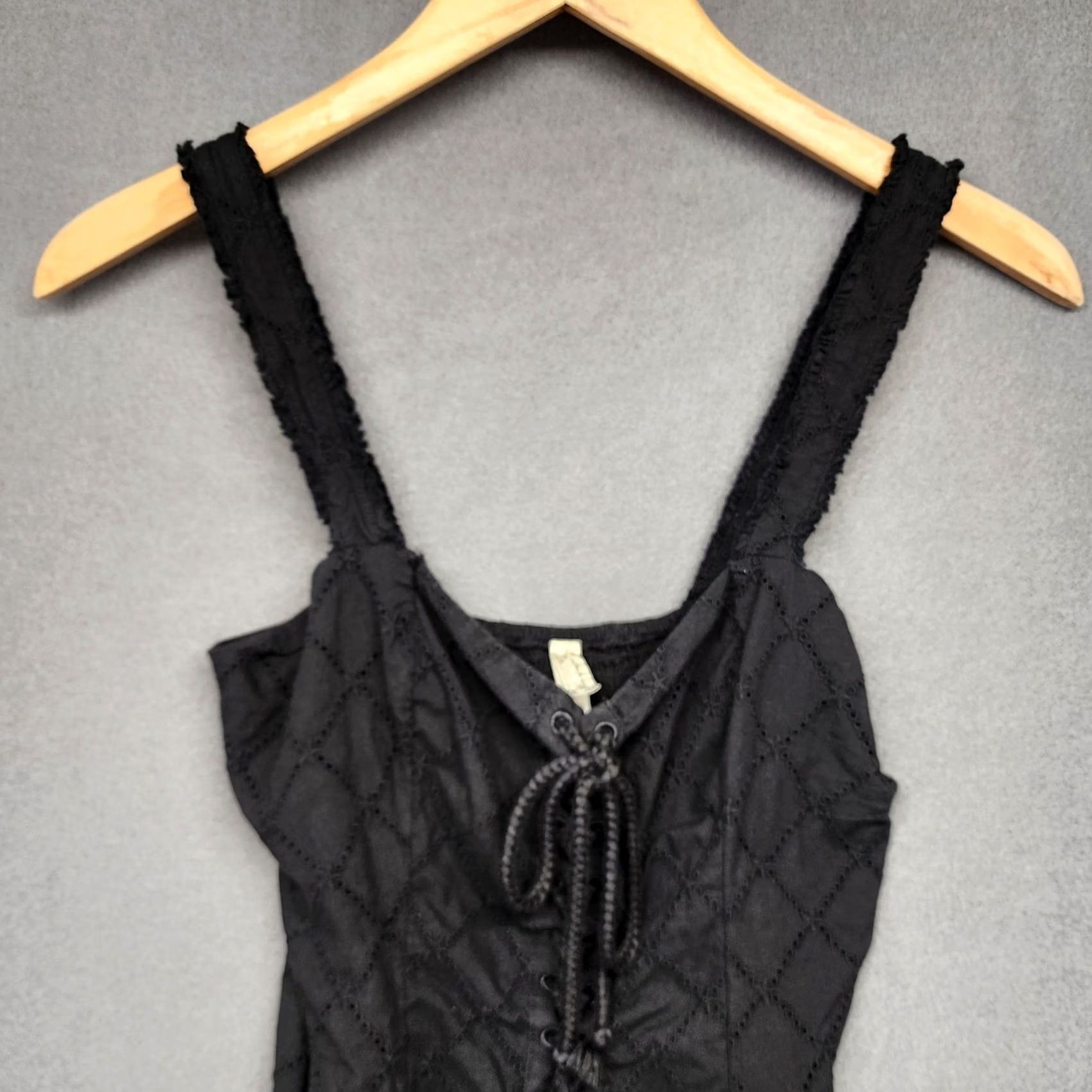 Vintage Intimately Free People Bodysuit Womens Small Black 100% Cotton Layering Snap S Womens Black Bodysuit Size S / US 4 / IT 40 - 6 Thumbnail