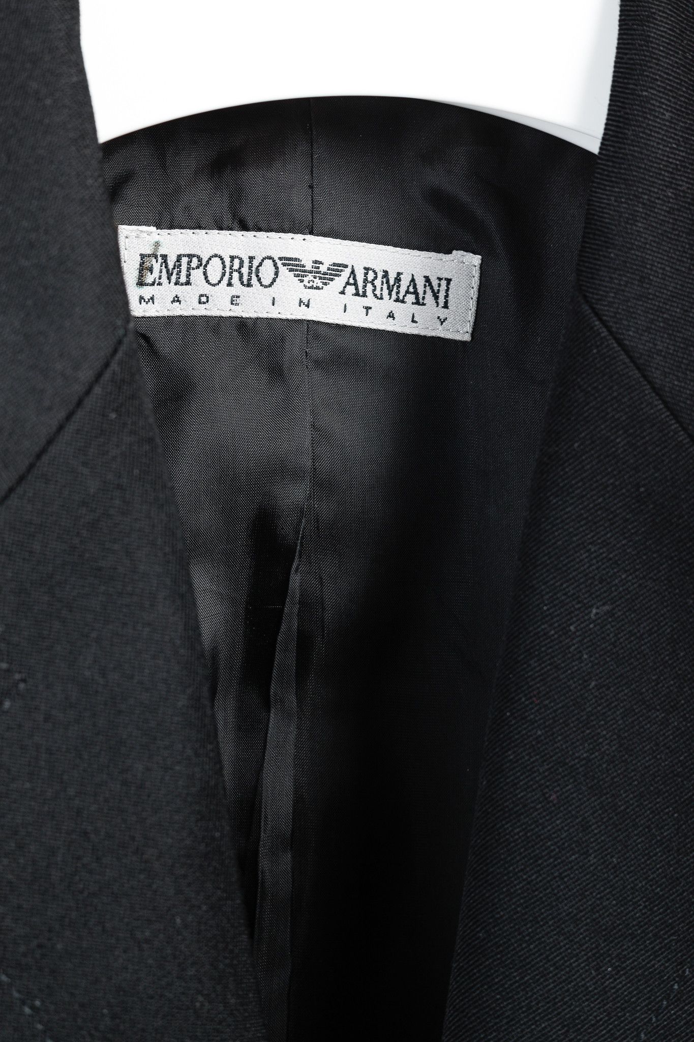 Emporio Armani Emporio Armani 2005 Zip-Up Peplum-Back Black Wool Blazer Size S / US 4 / IT 40 - 4 Thumbnail