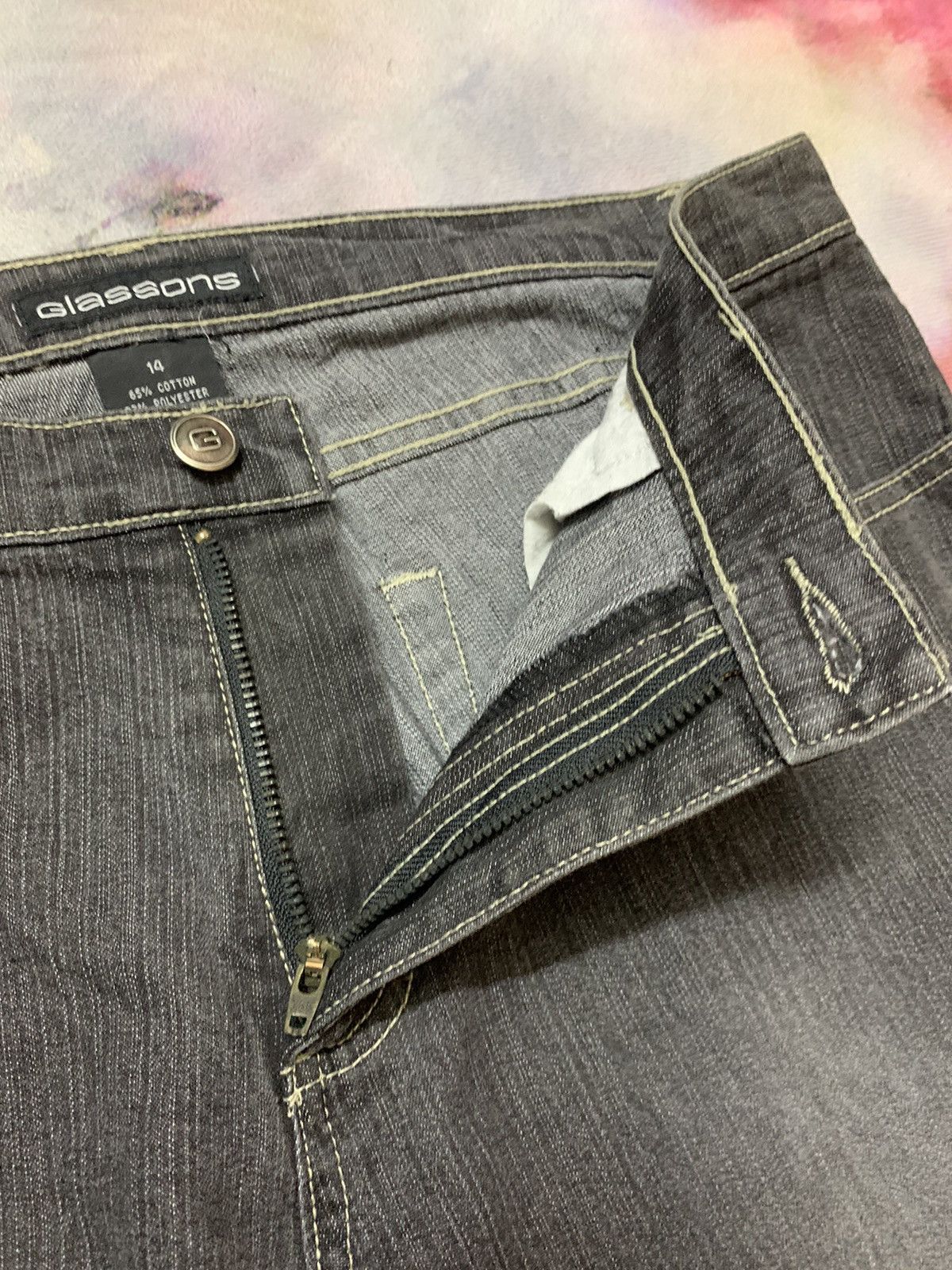 Japanese Brand Flared Japanese Brand Glassons Washed Black Wide Flare Baggy Size US 34 / EU 50 - 5 Thumbnail