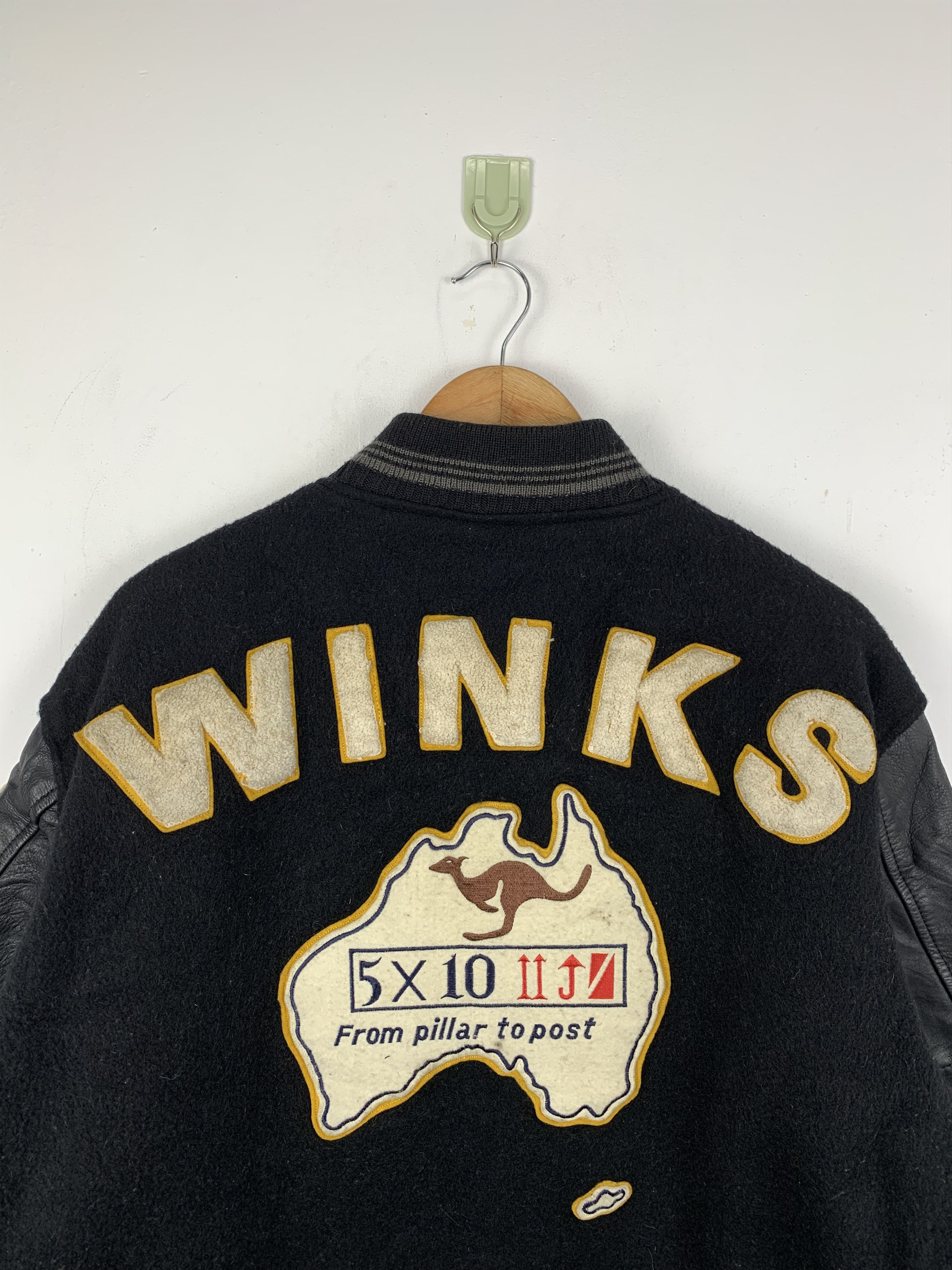 Vintage Vintage 80s Winks Leather Leather Varsity Jacket V0535 Size US L / EU 52-54 / 3 - 2 Thumbnail