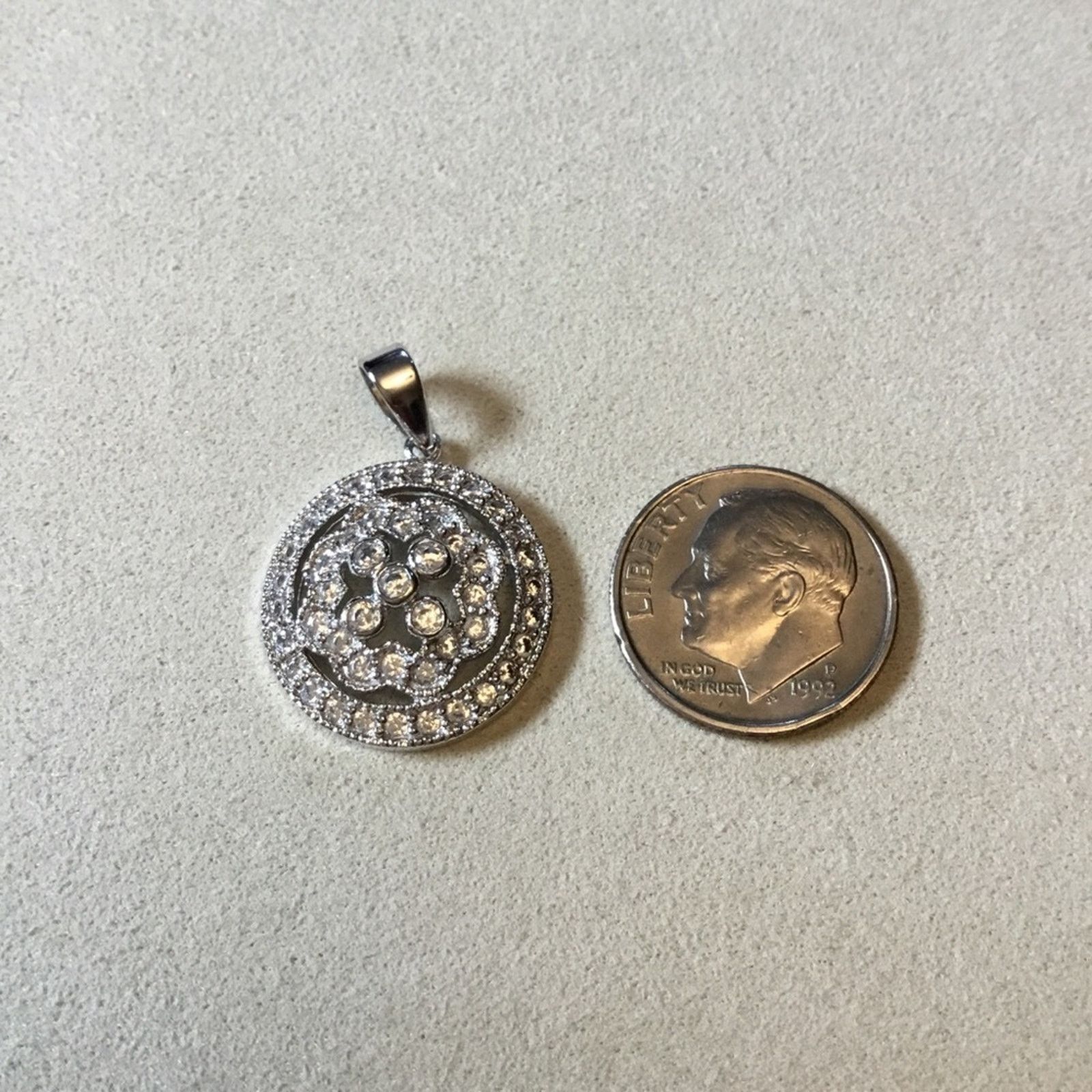 Other Sterling Silver Round Peony Crystals Pendant Size ONE SIZE - 6 Thumbnail