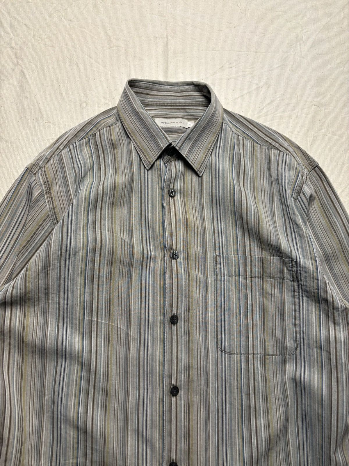 Designer × Japanese Brand Vintage Rocha John Rocha Striped Shirt Size US M / EU 48-50 / 2 - 3 Thumbnail
