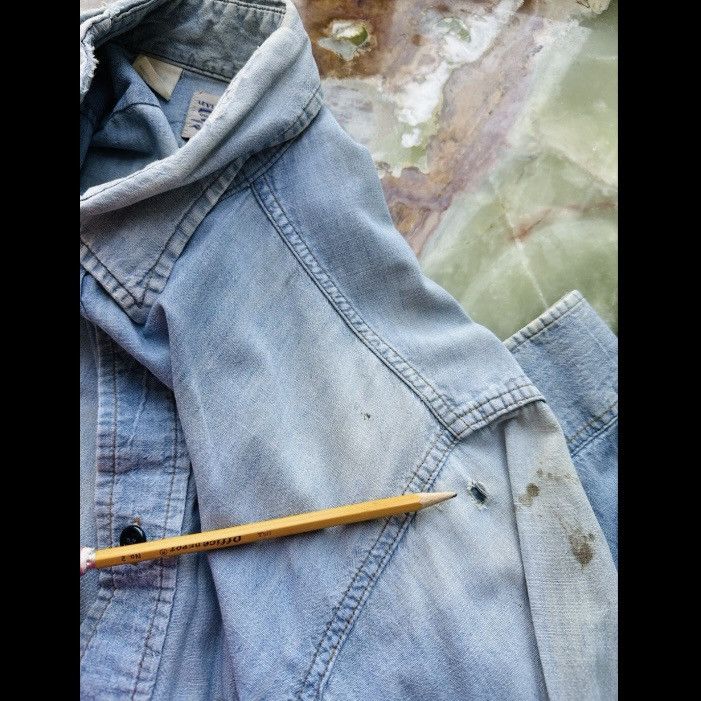 Levi's × Levi's Vintage Clothing × Vintage VINTAGE 1970s LEVI'S SHIRT ORANGE TAB BLUE DENIM DISTRESSED Size US XL / EU 56 / 4 - 10 Thumbnail