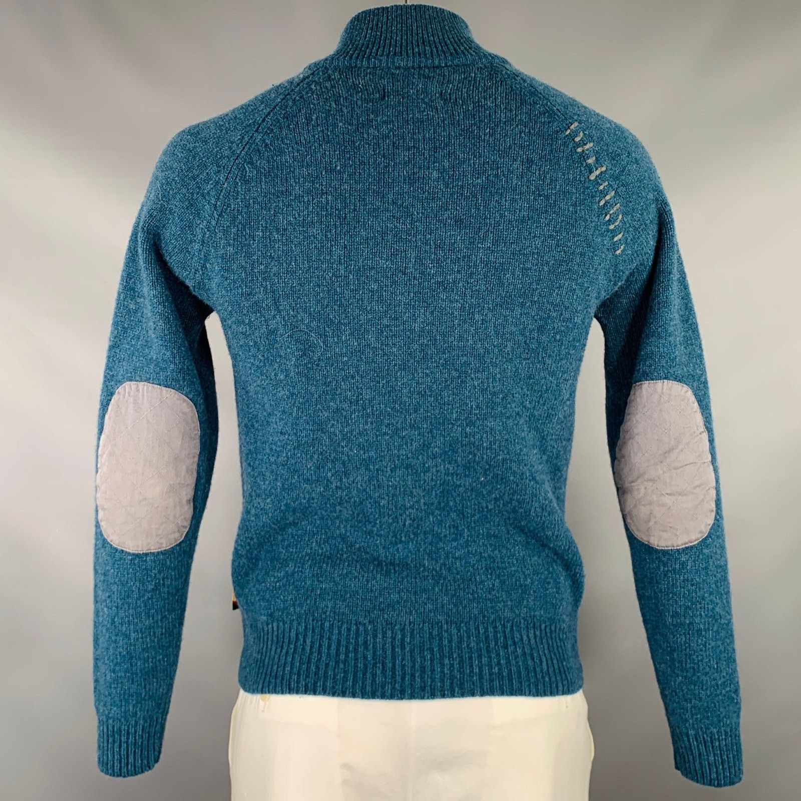 Brooklyn Industries L Blue Grey Knit Lambswool Half Placket Sweater Size US L / EU 52-54 / 3 - 4 Thumbnail