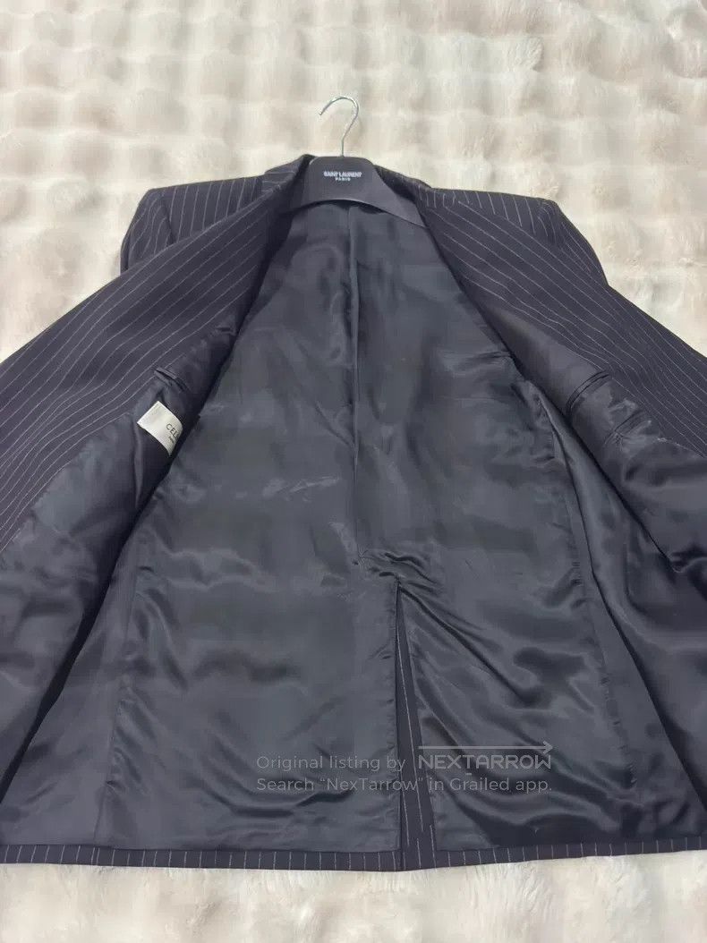 Celine Celine Black striped double-breasted blazer Size US L / EU 52-54 / 3 - 3 Thumbnail