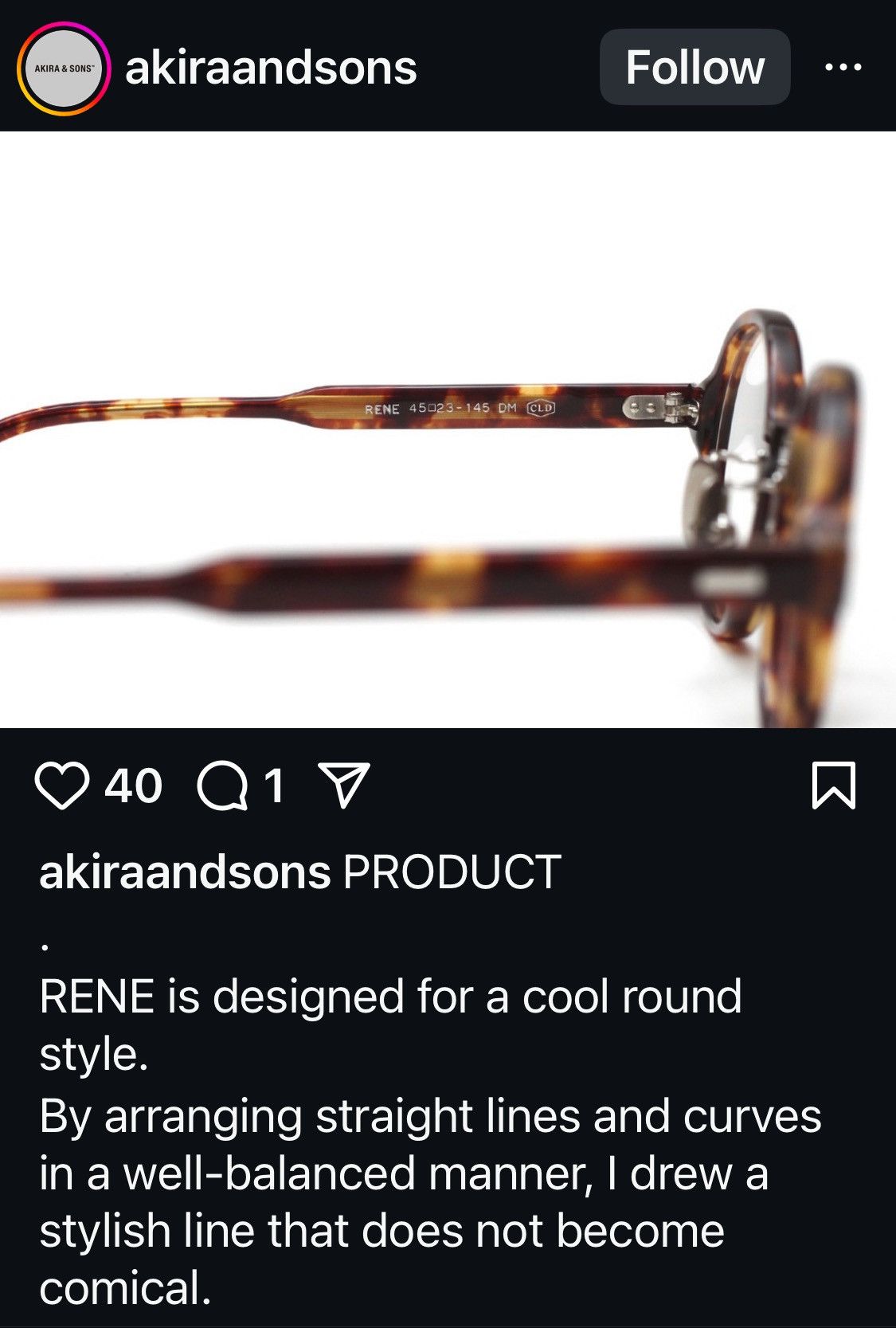 Japanese Brand Akira & Sons - Model : Rene Japanese Handmade Glasses Size ONE SIZE - 3 Thumbnail