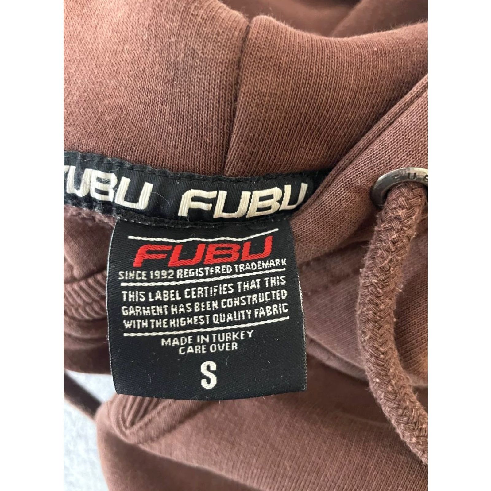 Fubu FUBU Hoodie Mens Brown Cotton Long Sleeve Pullover Drawstring S Size Regular Logo Pockets Size US S / EU 44-46 / 1 - 5 Thumbnail