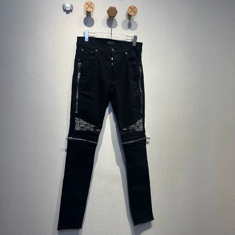 Amiri Amiri Black Cashew Flower Patch mx2 Zipper Jeans Size US 32 / EU 48 - 1 Thumbnail