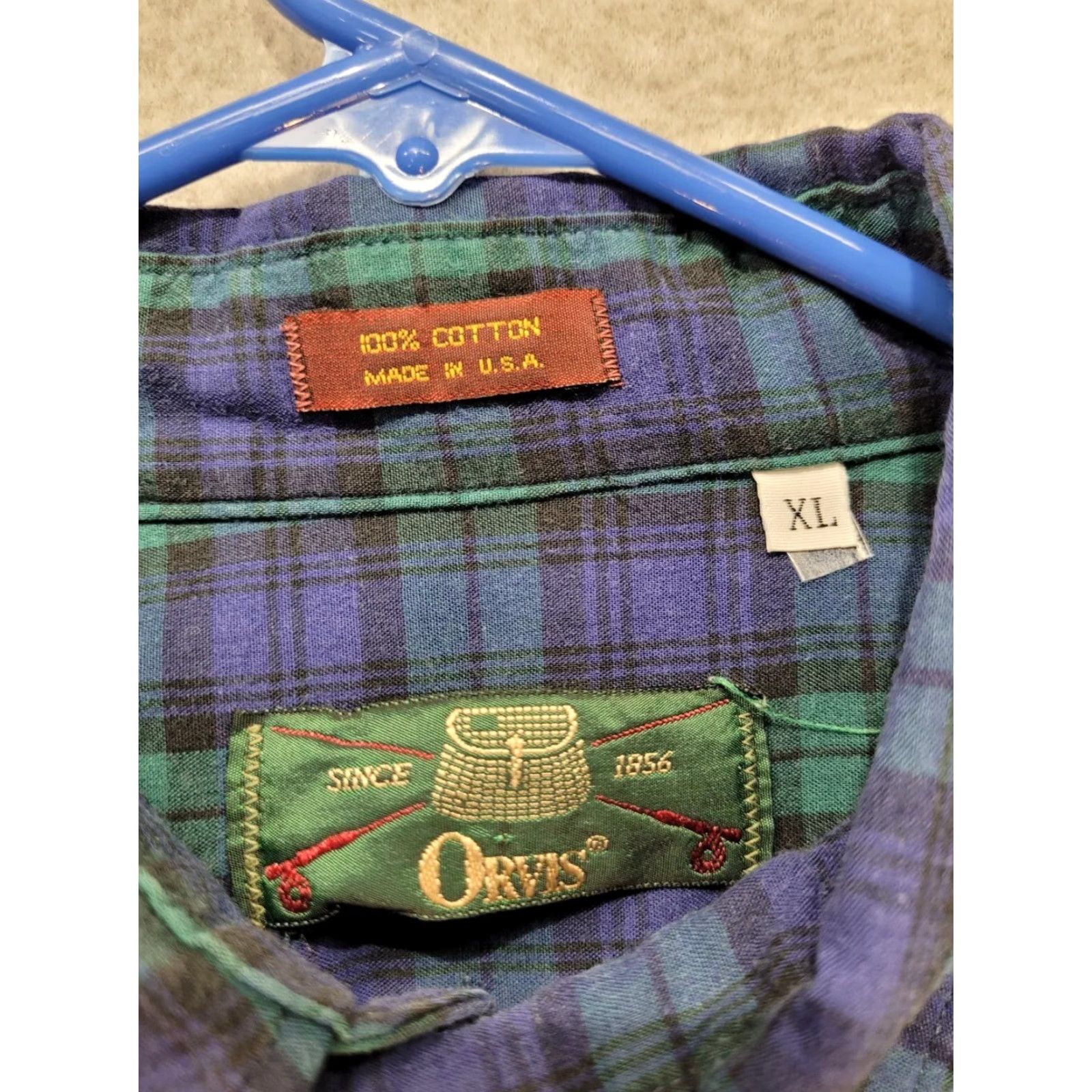 Orvis VINTAGE Orvis Shirt XL Button Down Plaid Blue Green Outdoors Men Size US XL / EU 56 / 4 - 4 Thumbnail