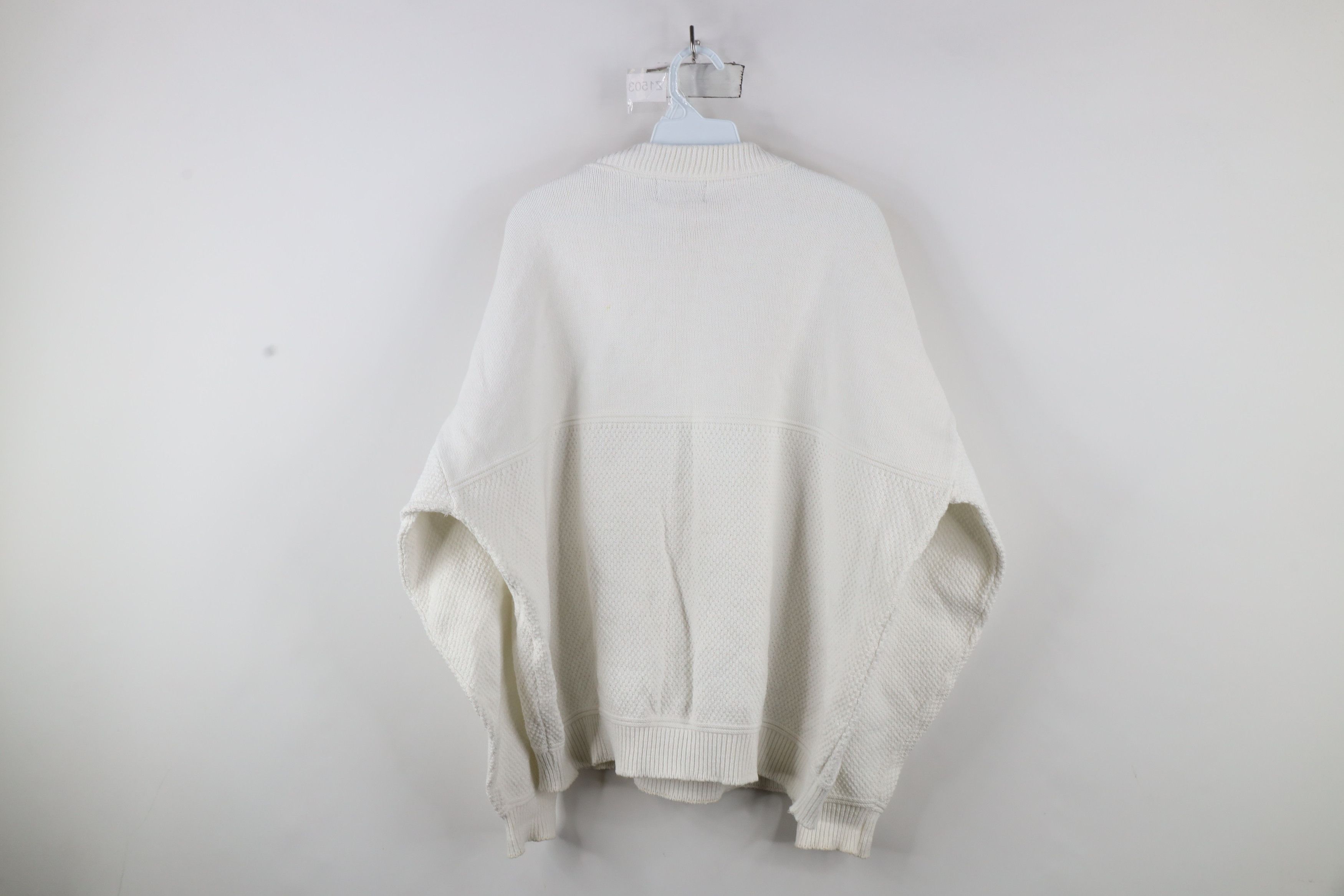 Vintage Vintage 90s Streetwear Knit Crewneck Sweater White USA Size US XXL / EU 58 / 5 - 11 Thumbnail