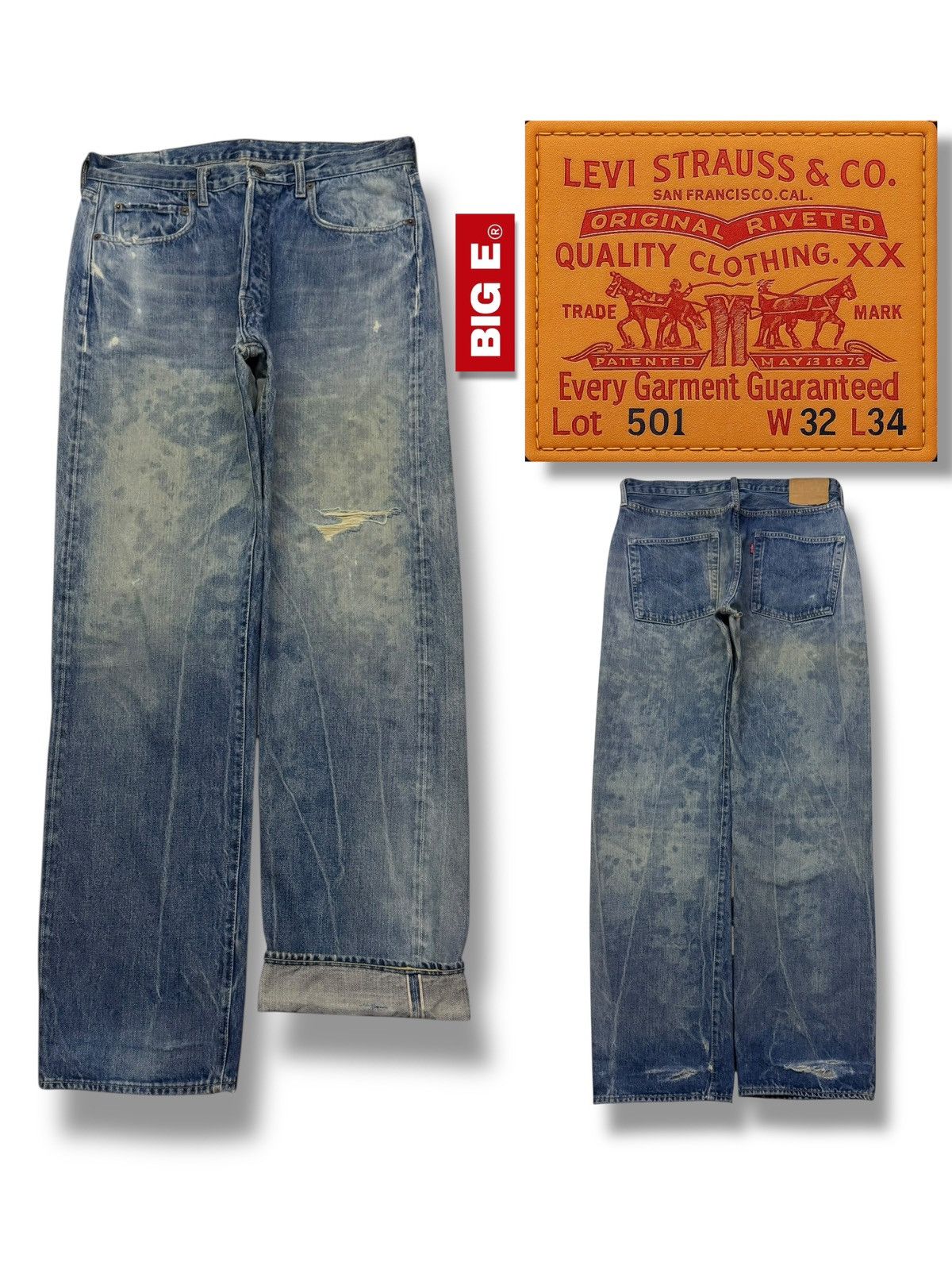 Vintage Levi’s LVC 66501-0116 Big E Selvedge Denim Jeans