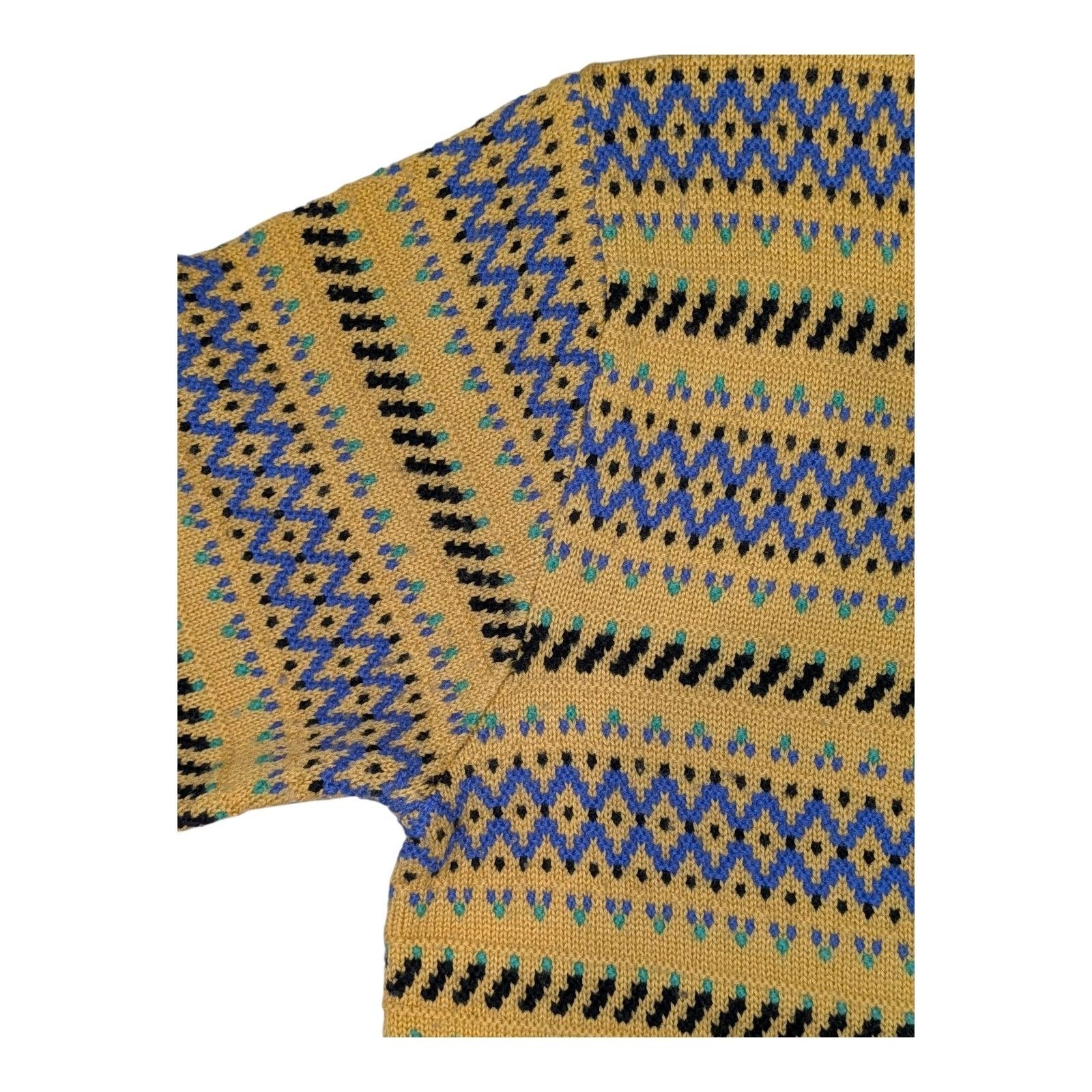 Kenzo Vintage Kenzo Club Fair Isle Sweater Mustard Yellow Blue Geo Size US M / EU 48-50 / 2 - 4 Thumbnail