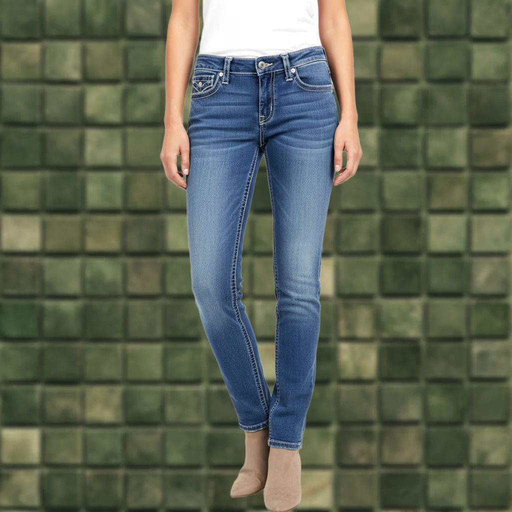 True Religion True Religion Jennie Big T Curvy Mid Rise Skinny Jeans Women 26x28 Blue Stretch Denim 5-Pocket Zipper Size 26" / US 2 / IT 38 - 1 Thumbnail
